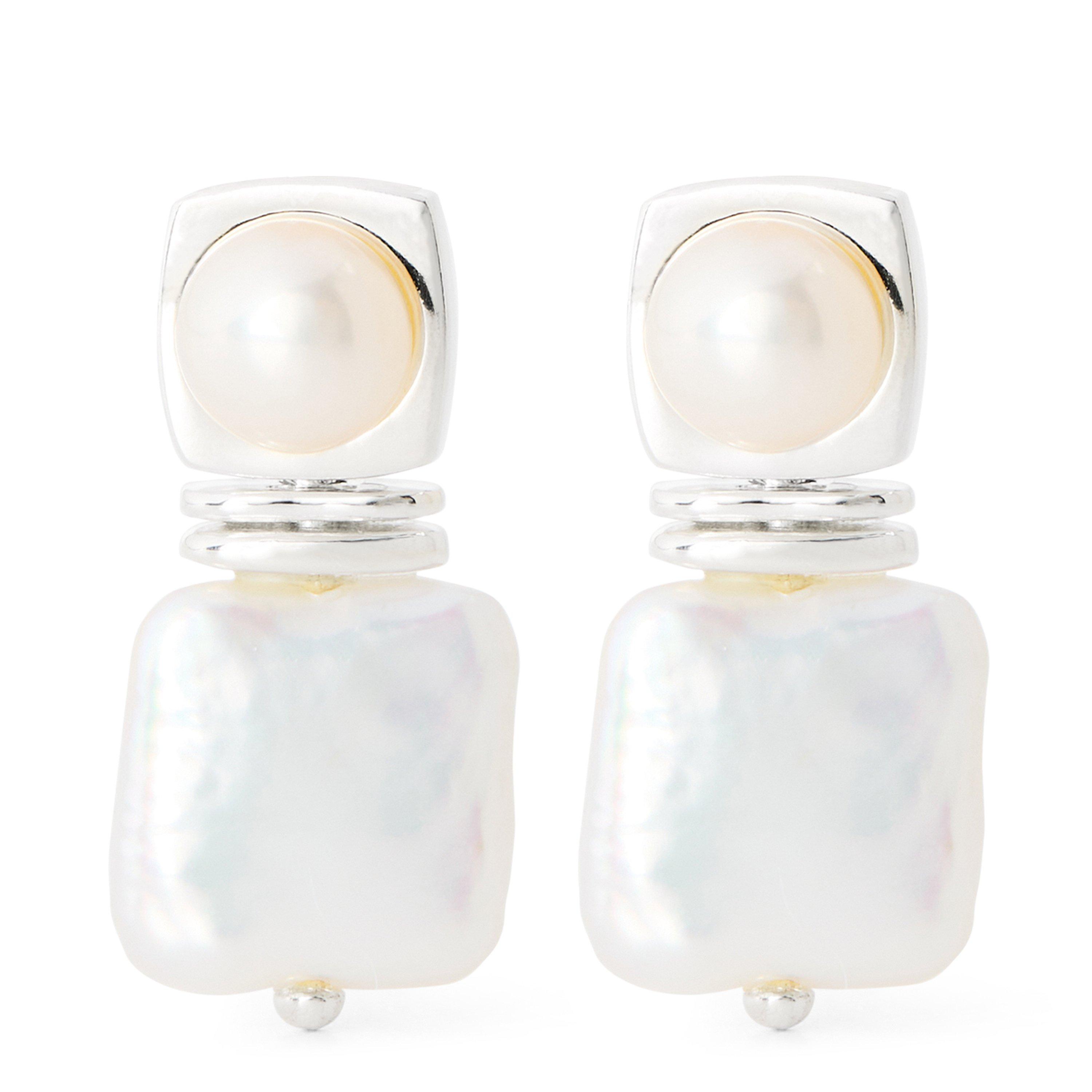 GOLD - Missoma - SQUARE PEARL STUD EARRING - 1