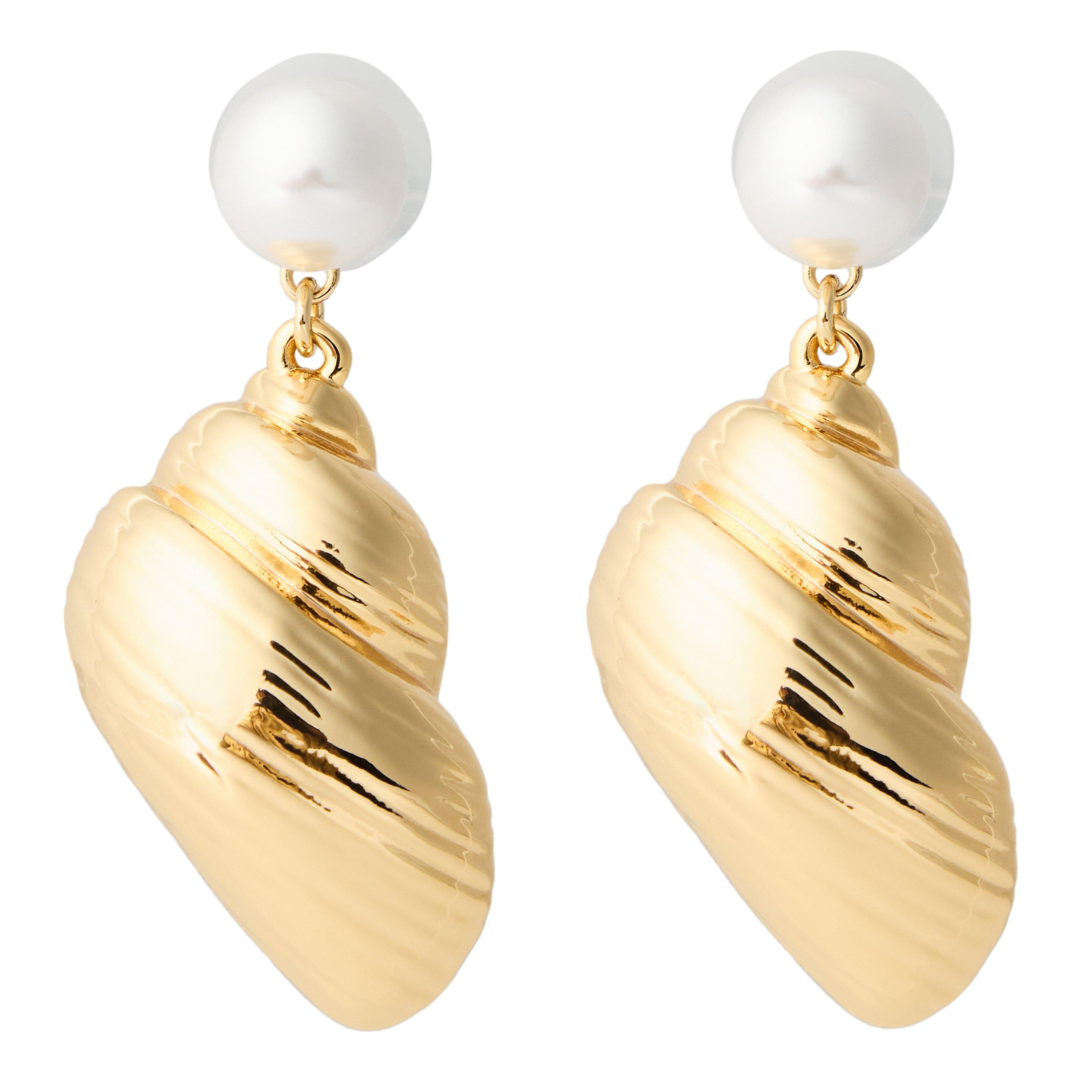 GOLD - Self Portrait - PEARL GOLD SHELL EARRINGS - 1