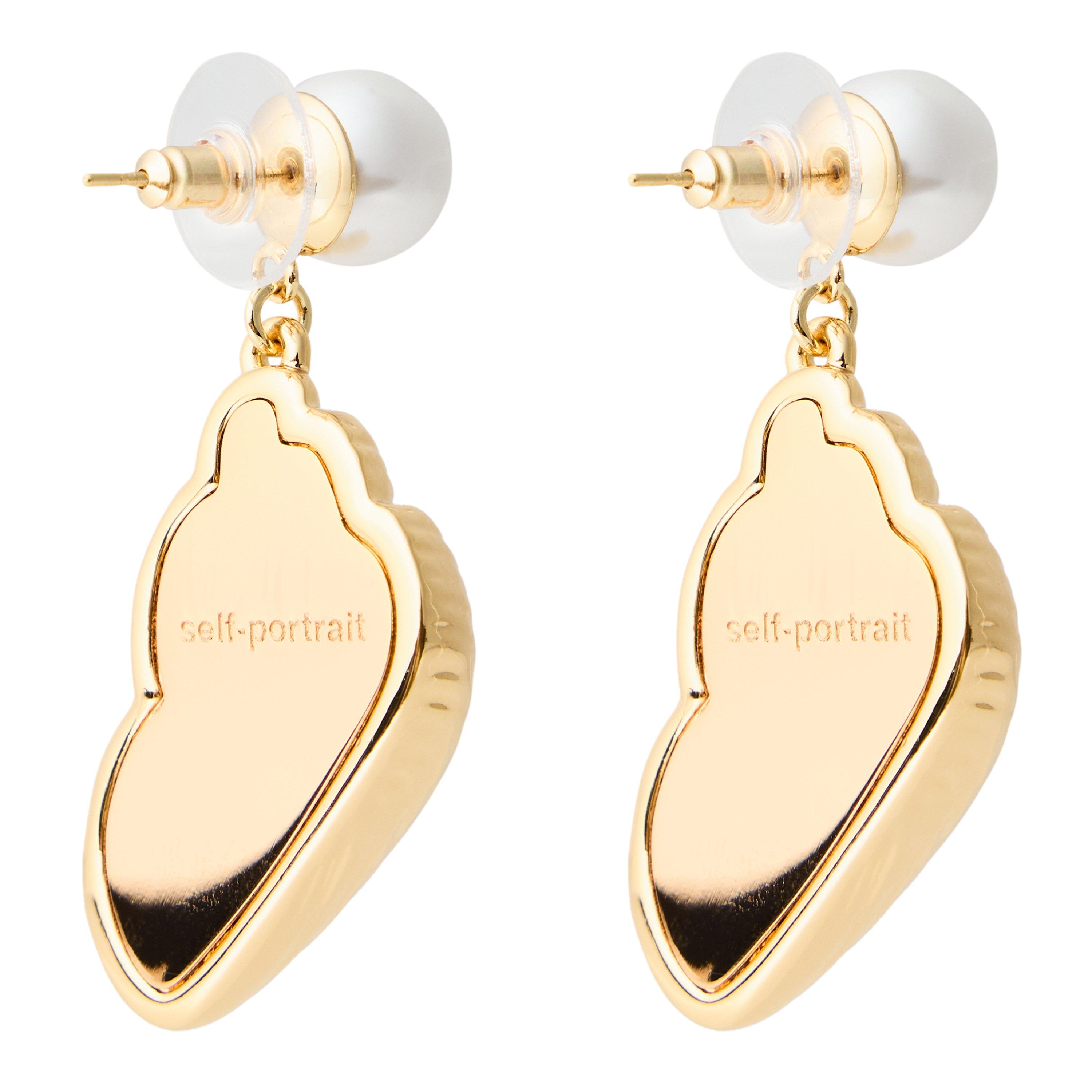 GOLD - Self Portrait - PEARL GOLD SHELL EARRINGS - 2