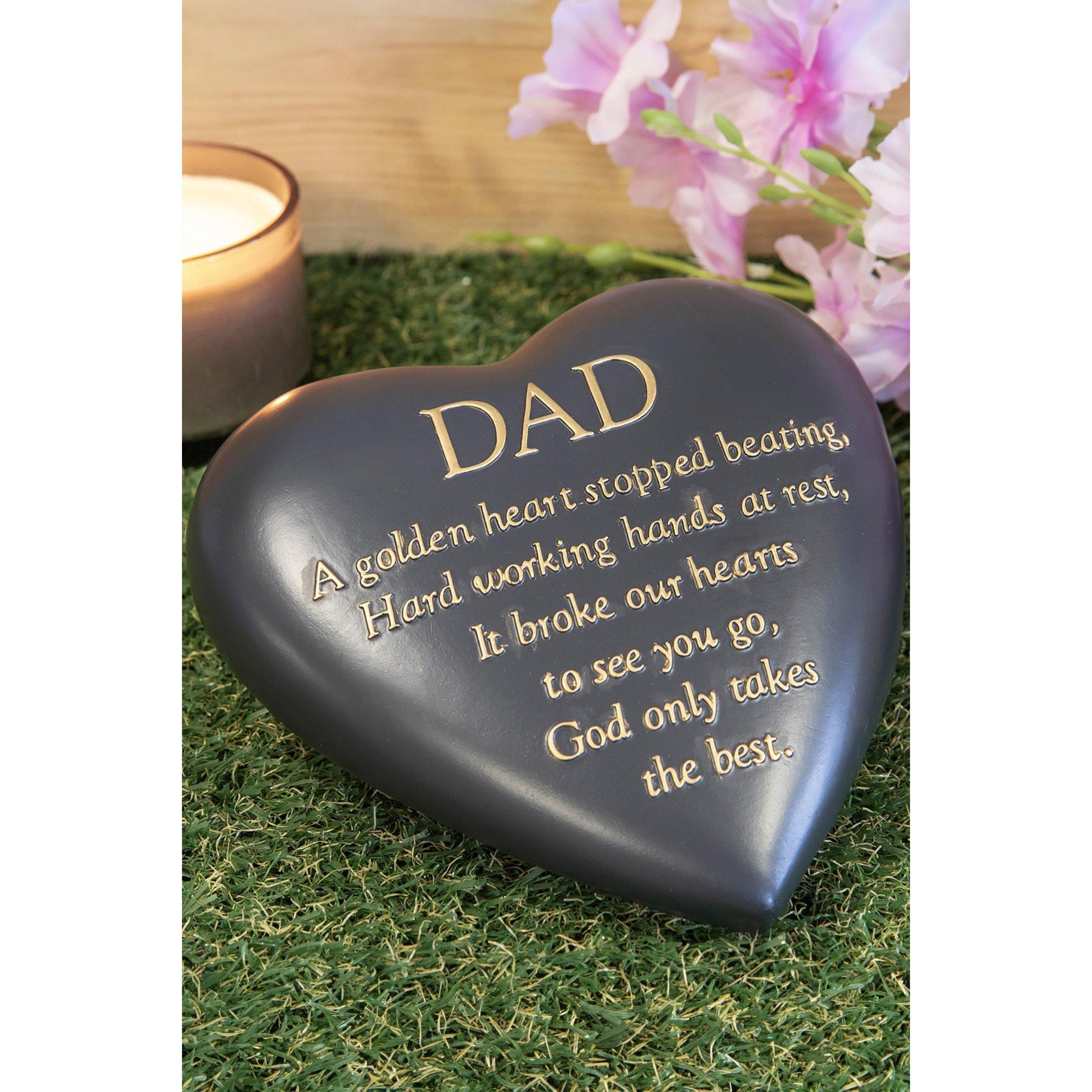 Dark Grey - Celebrations - Thoughts Of You Graveside Grey Heart Plaque - Dad