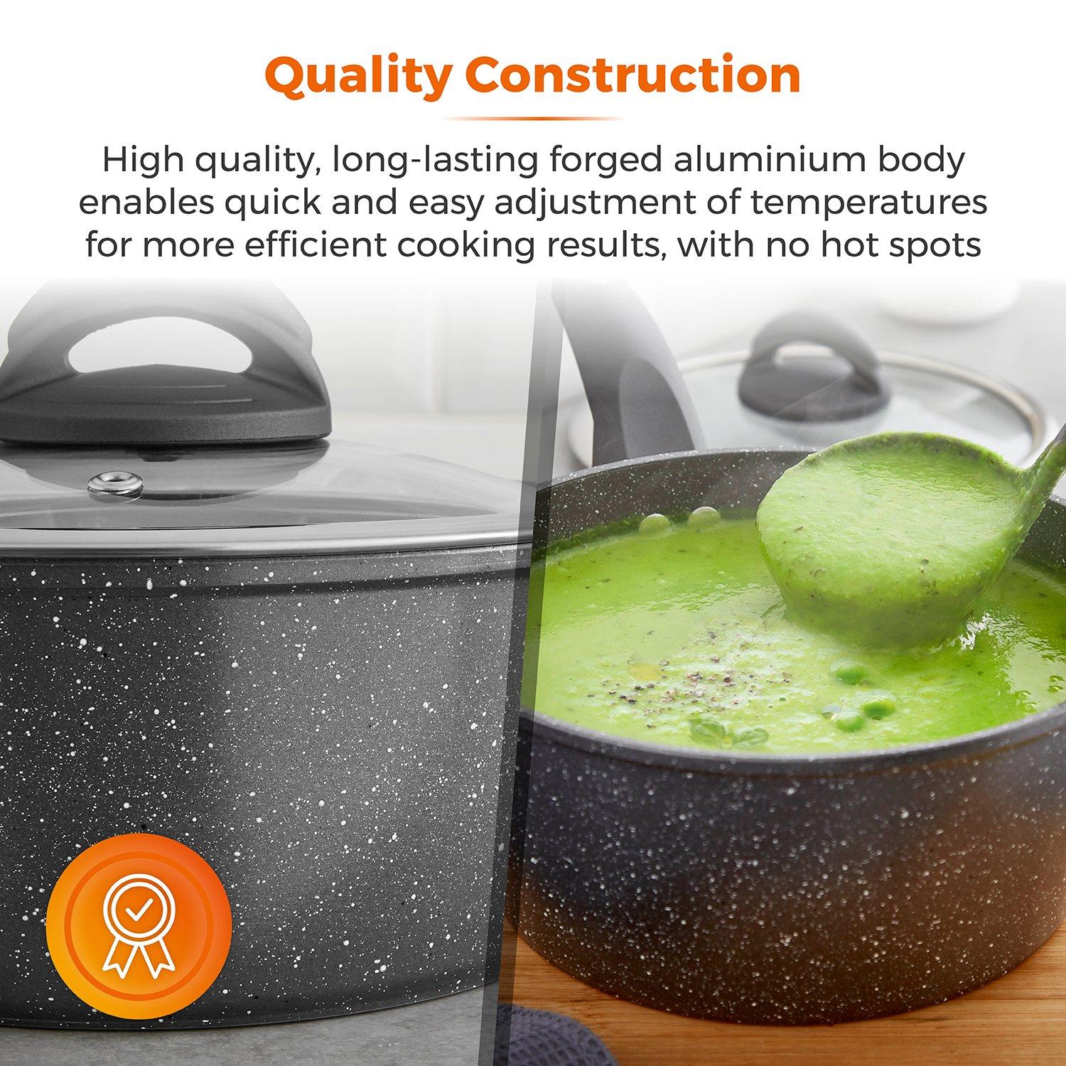 Grey - Tower - Cerastone Forged 3 Piece Saucepan Set - 5