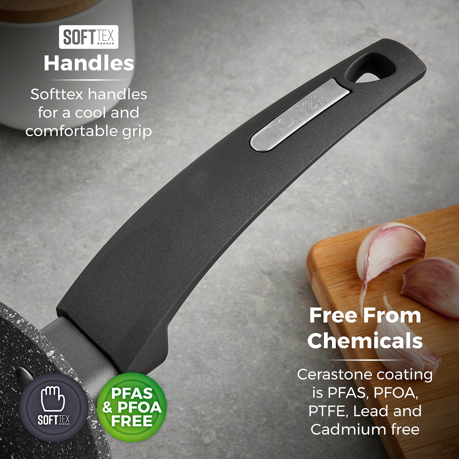 Grey - Tower - Cerastone Forged 3 Piece Saucepan Set - 8