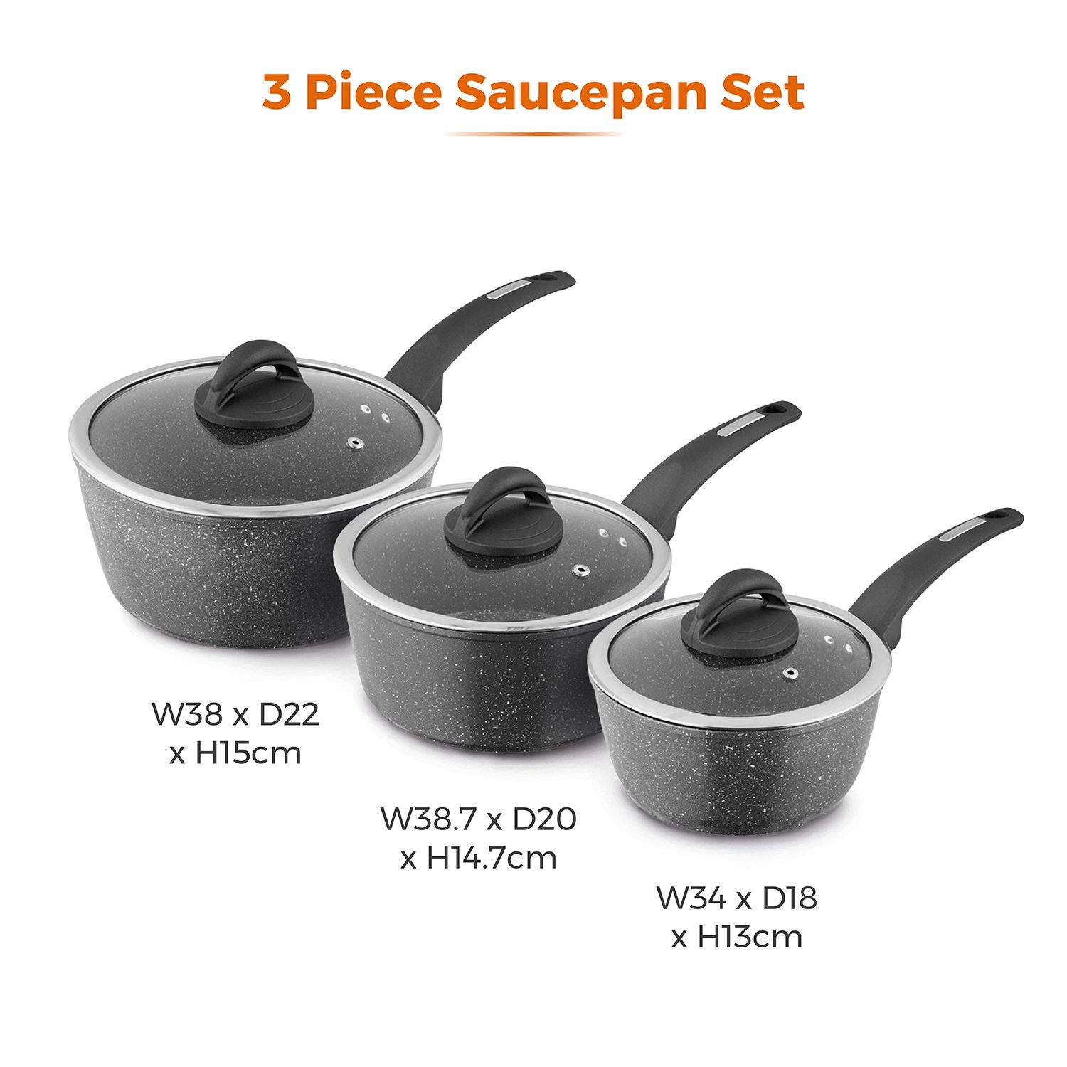 Grey - Tower - Cerastone Forged 3 Piece Saucepan Set - 10