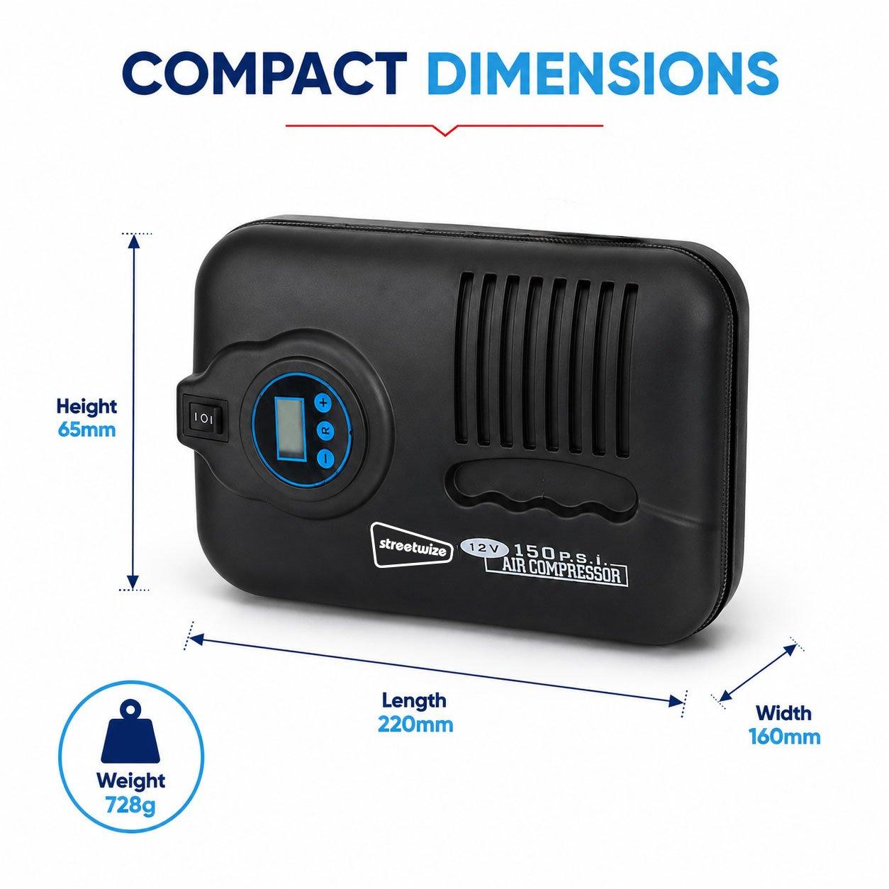 Streetwize 150PSI 12V Compact Digital Air Compressor- Auto Sh | FRASERS