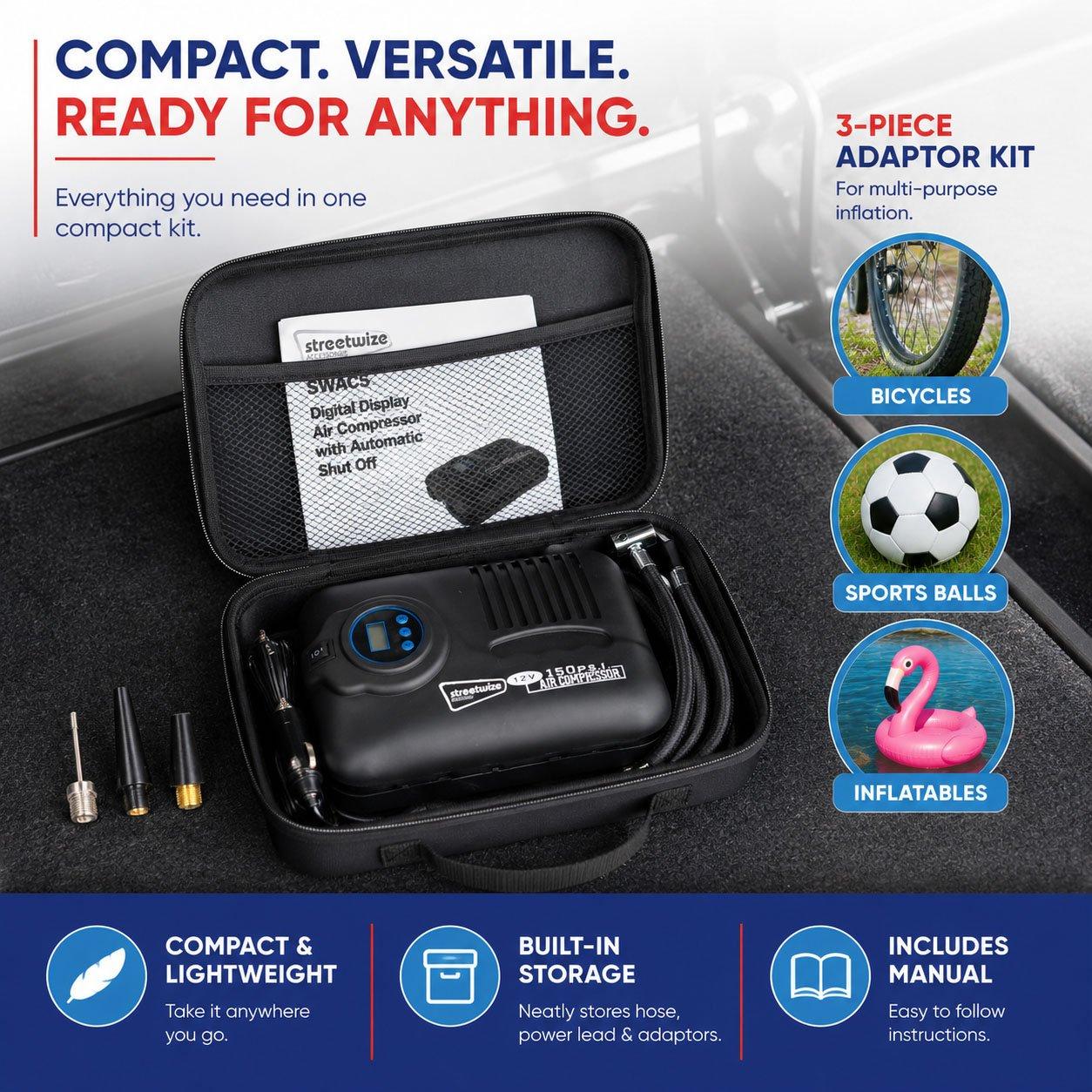 Streetwize 150PSI 12V Compact Digital Air Compressor- Auto Sh | FRASERS