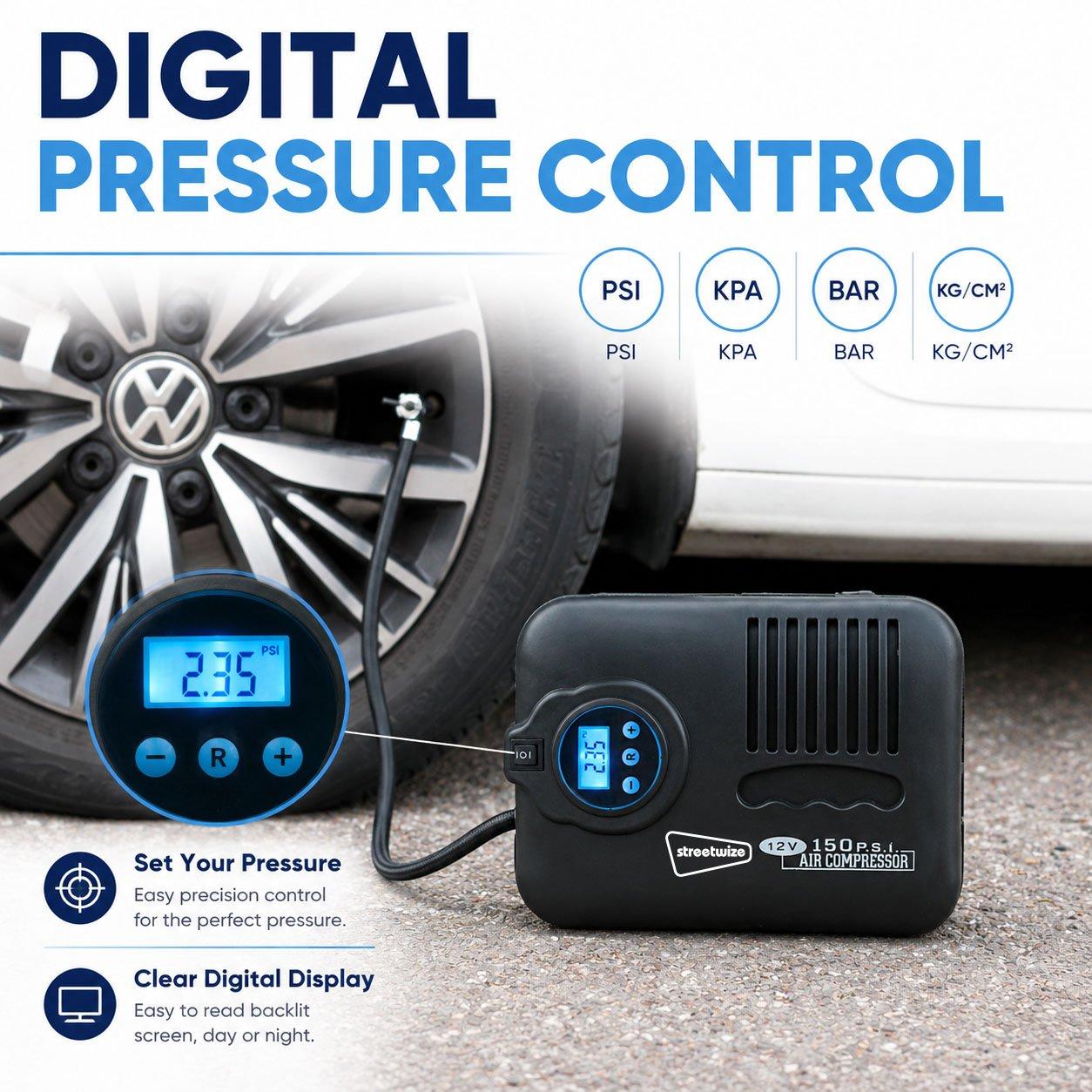 Streetwize 150PSI 12V Compact Digital Air Compressor- Auto Sh | FRASERS