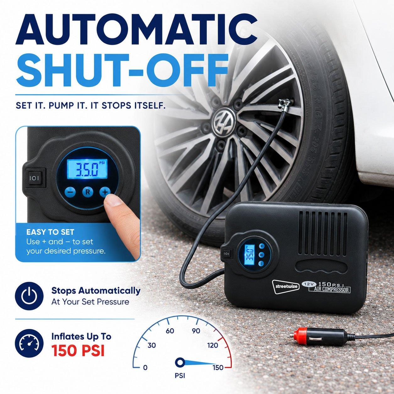 Streetwize 150PSI 12V Compact Digital Air Compressor- Auto Sh | FRASERS