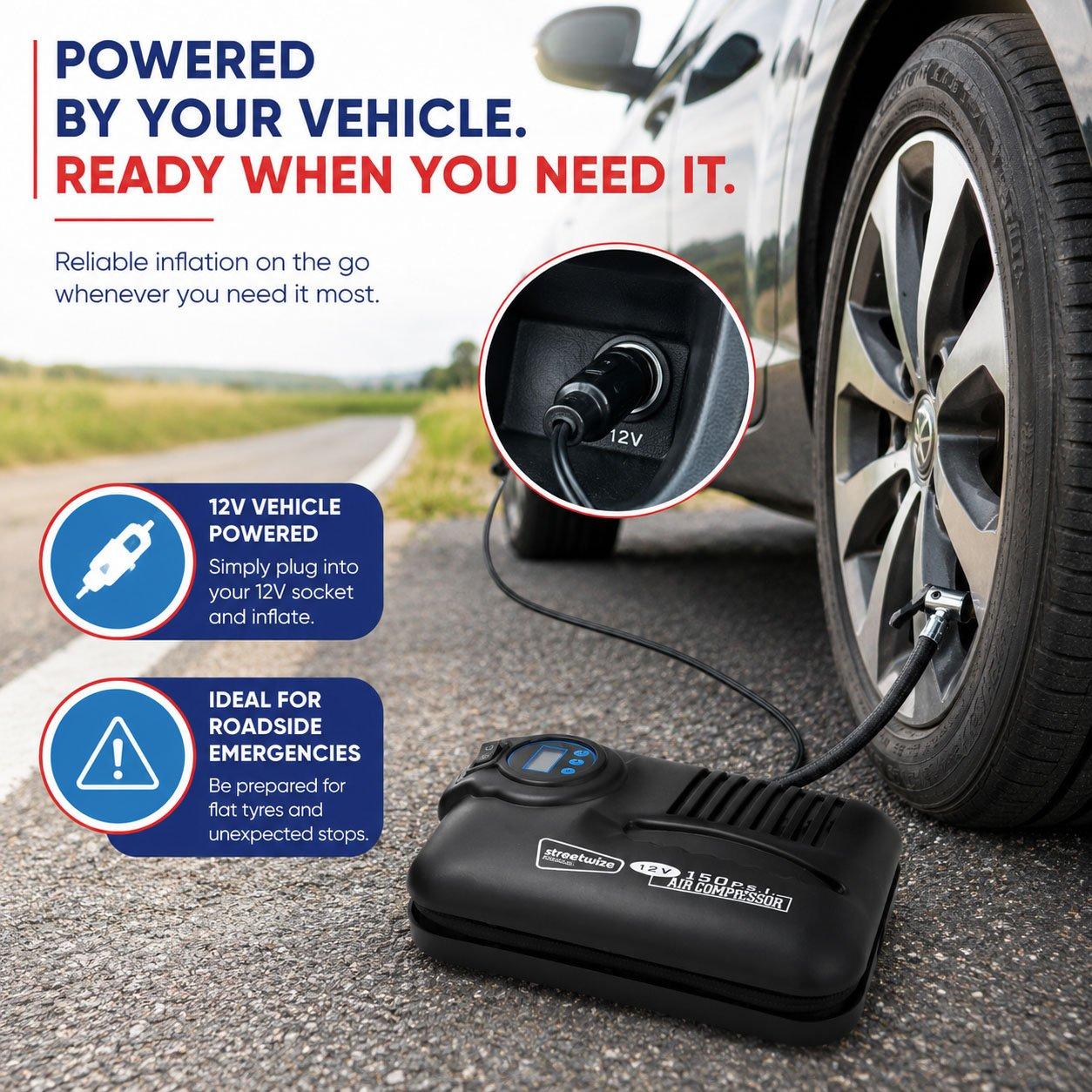 Streetwize 150PSI 12V Compact Digital Air Compressor- Auto Sh | FRASERS