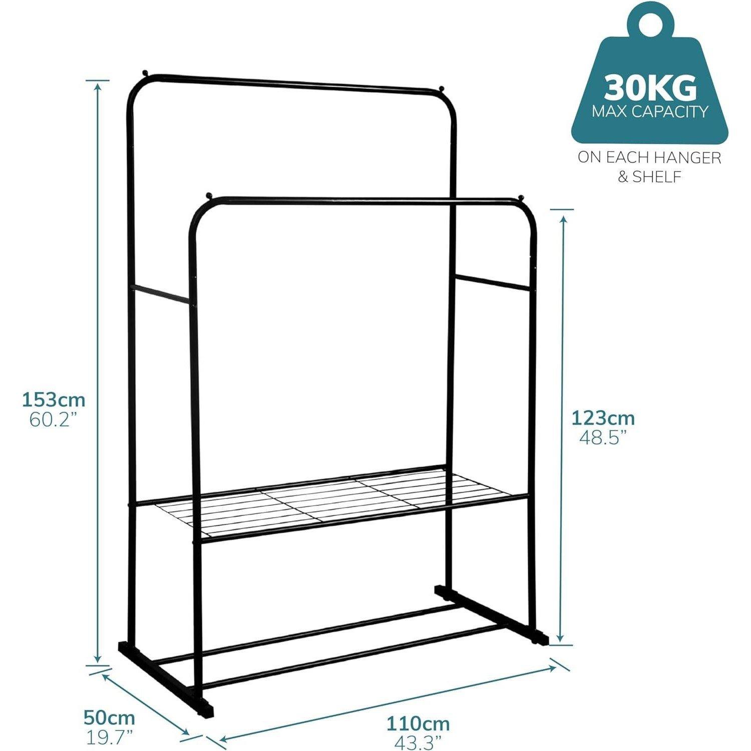 Black - House of Home - Double Clothes Rail in Black - 2