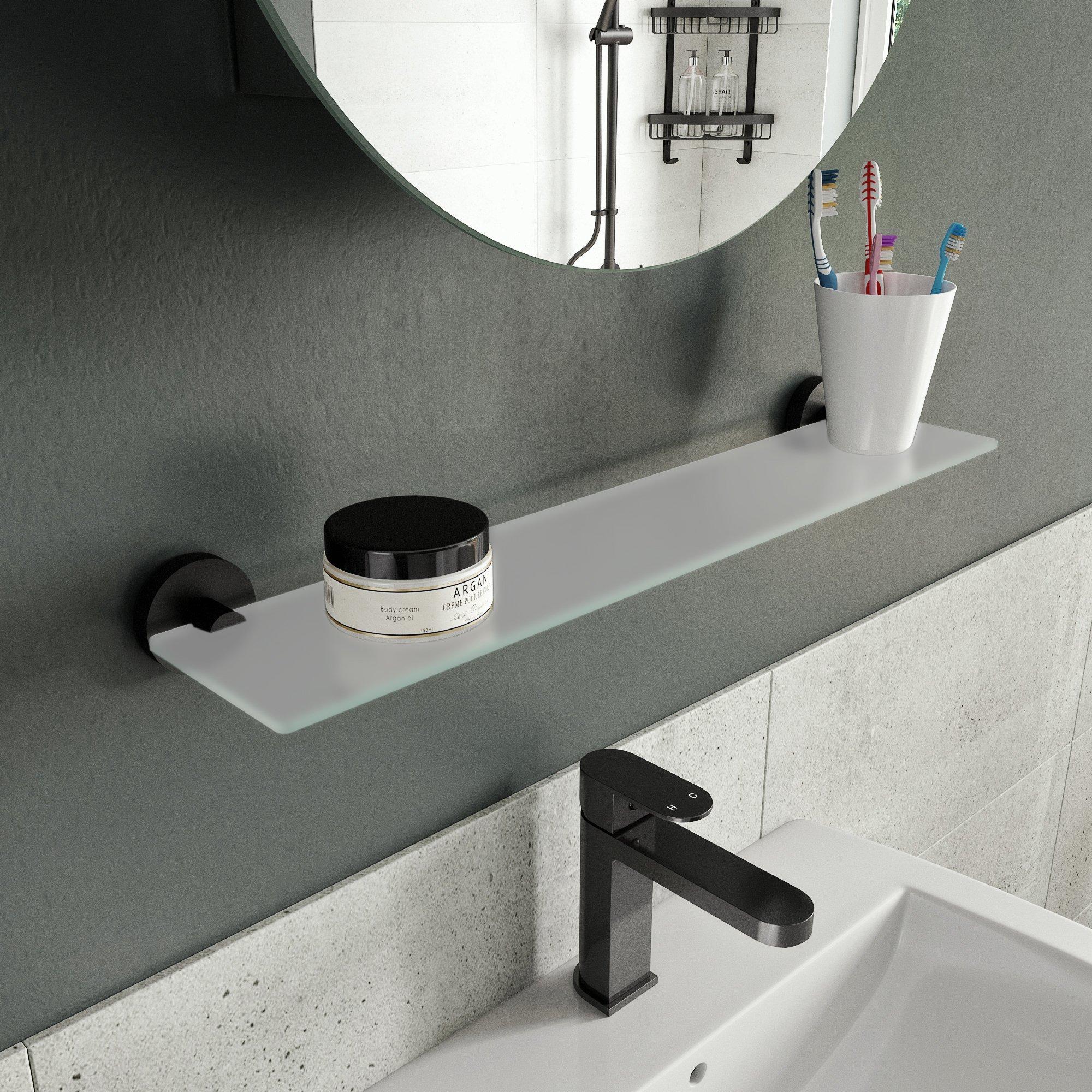 Black - Croydex - Epsom Black Flexi-Fix - Glass Shelf - 1