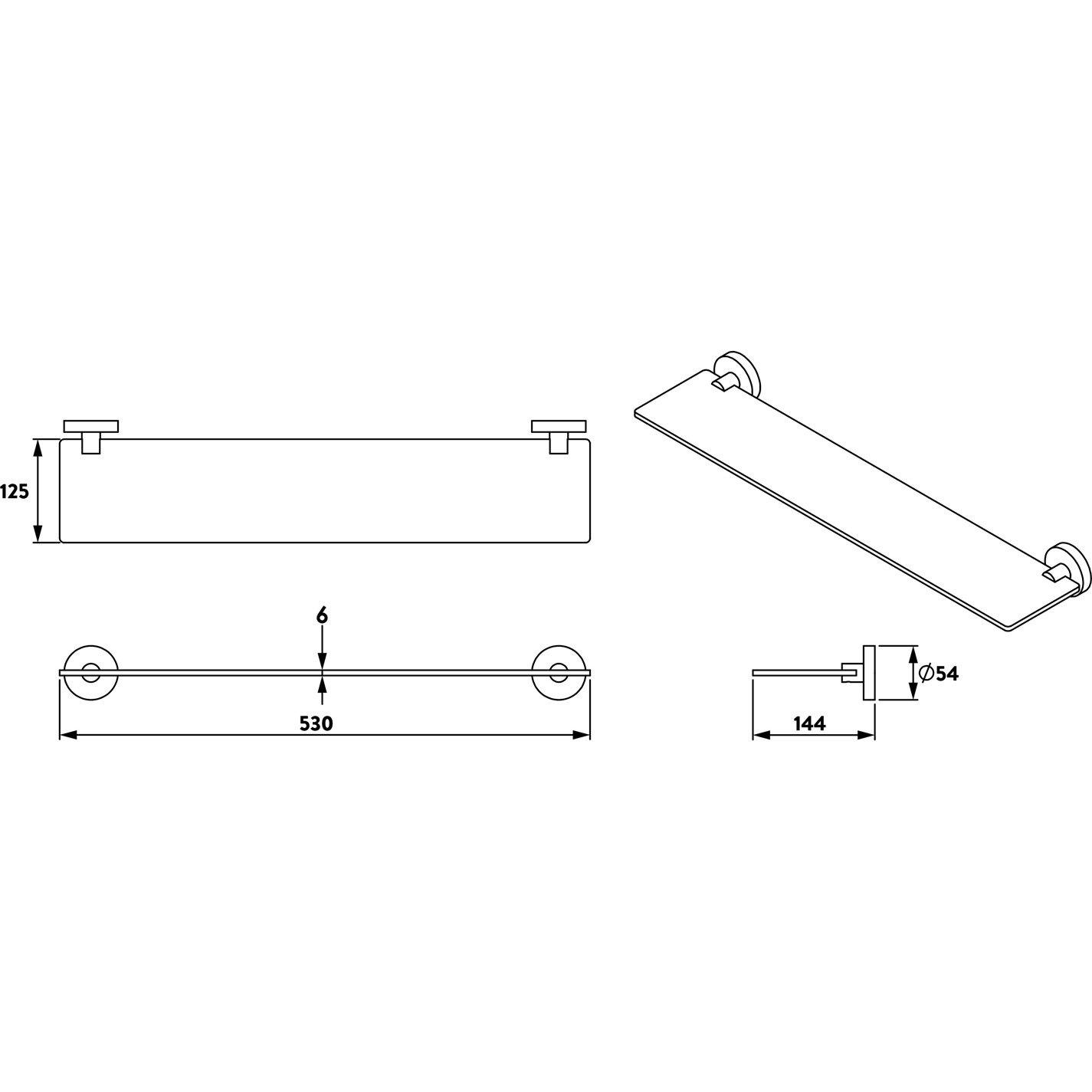 Black - Croydex - Epsom Black Flexi-Fix - Glass Shelf - 6