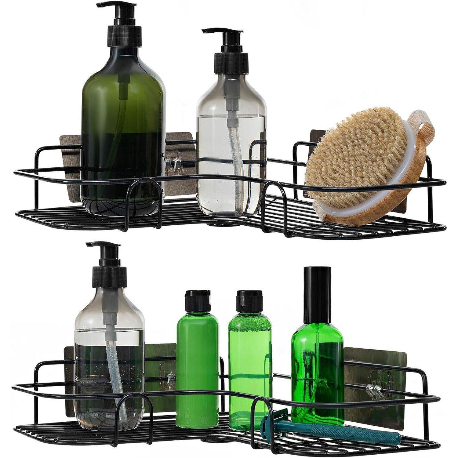 Black - Homelife - Set of 2 Corner Shower Caddy in Black Nano Coating - 1