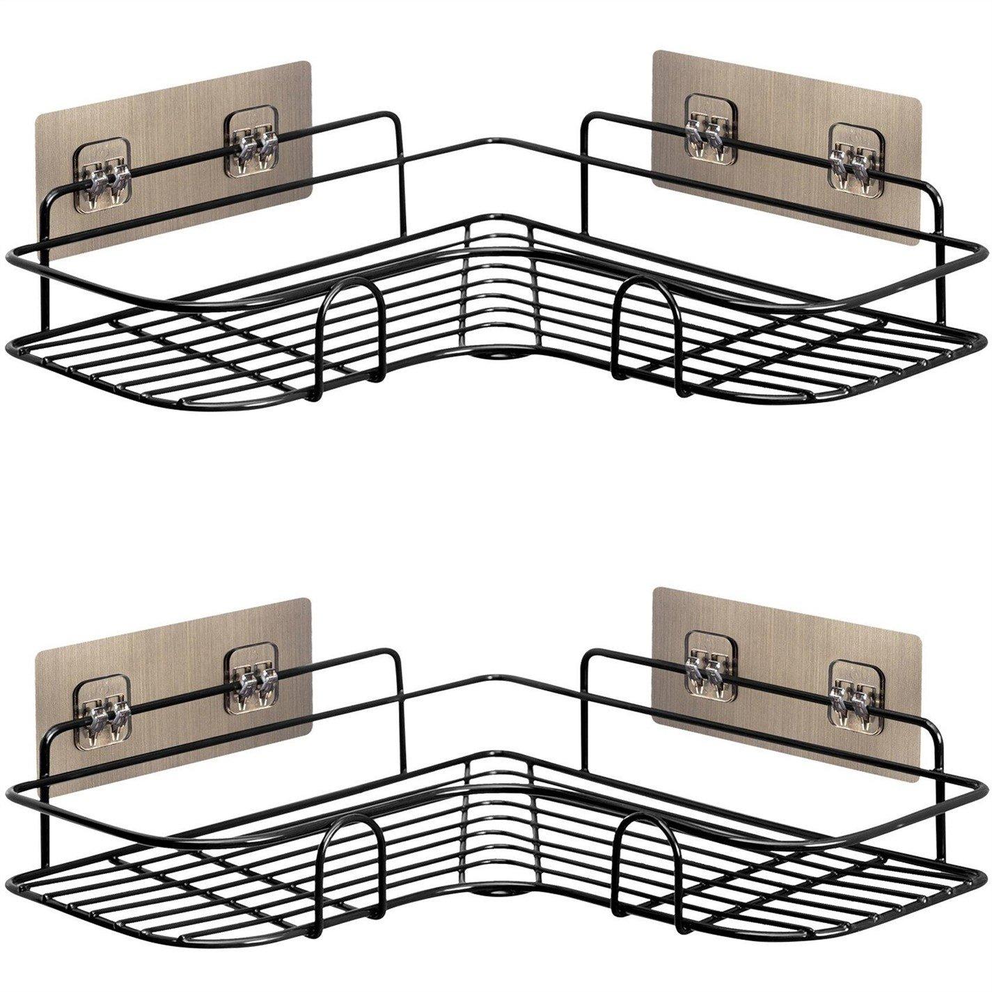 Black - Homelife - Set of 2 Corner Shower Caddy in Black Nano Coating - 2