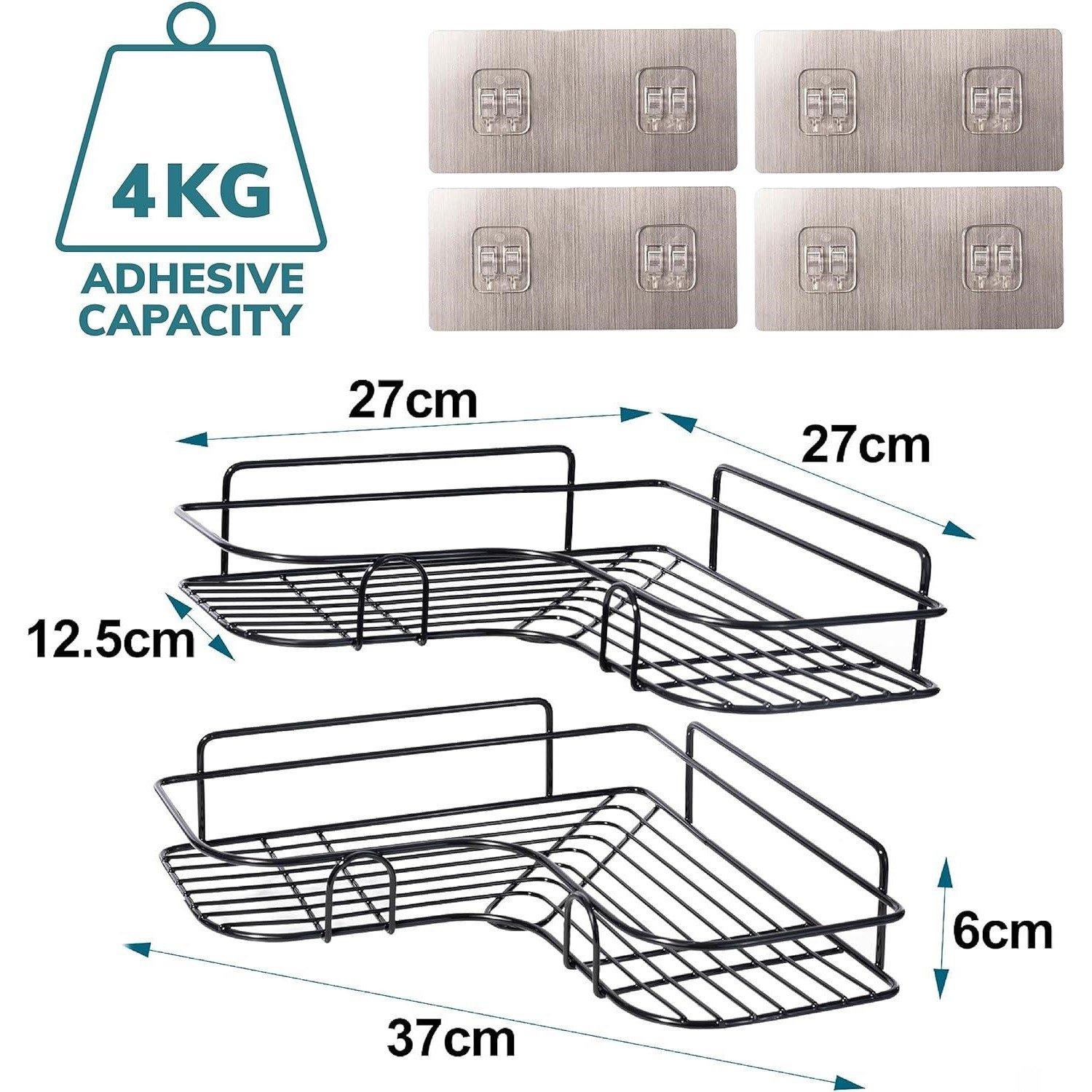 Black - Homelife - Set of 2 Corner Shower Caddy in Black Nano Coating - 3