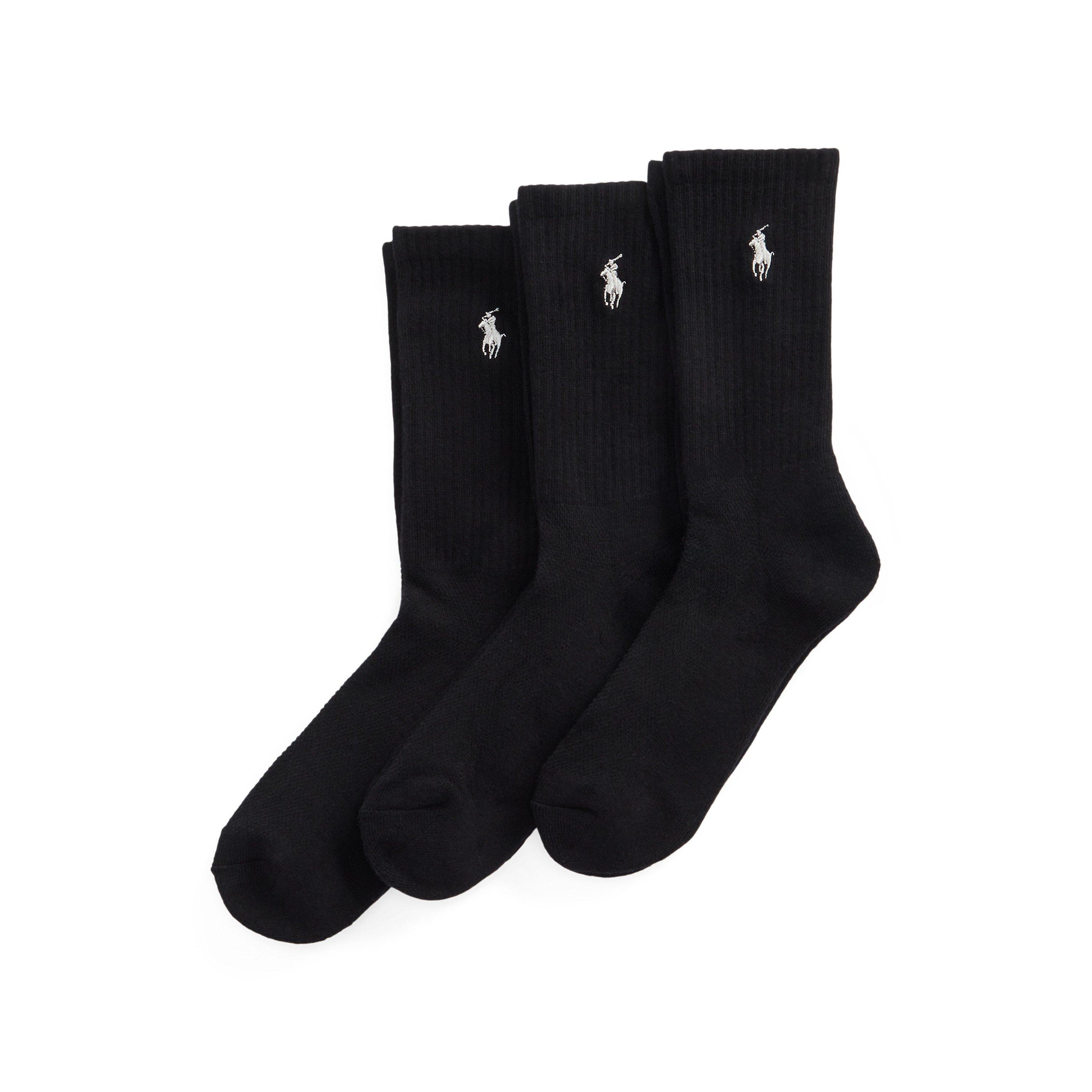 Black - Polo Ralph Lauren - Women's Cotton Three-Pack Crew Socks - 1