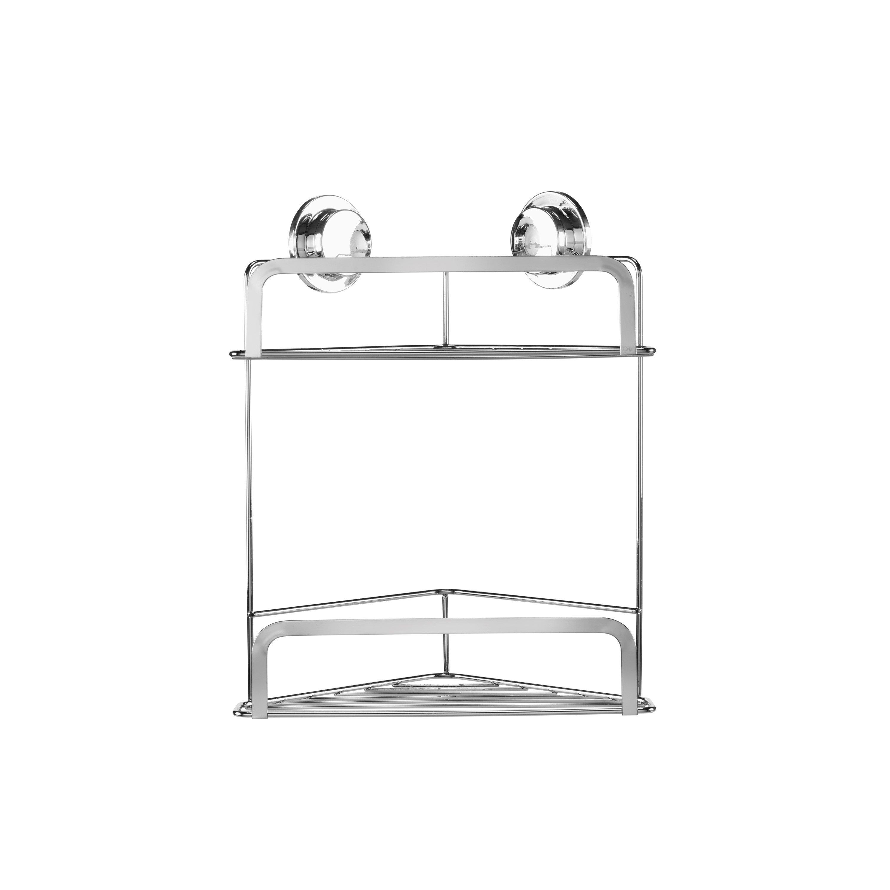 Chrome - Croydex - Stick N Lock 2 Tier Corner Shelf - 2