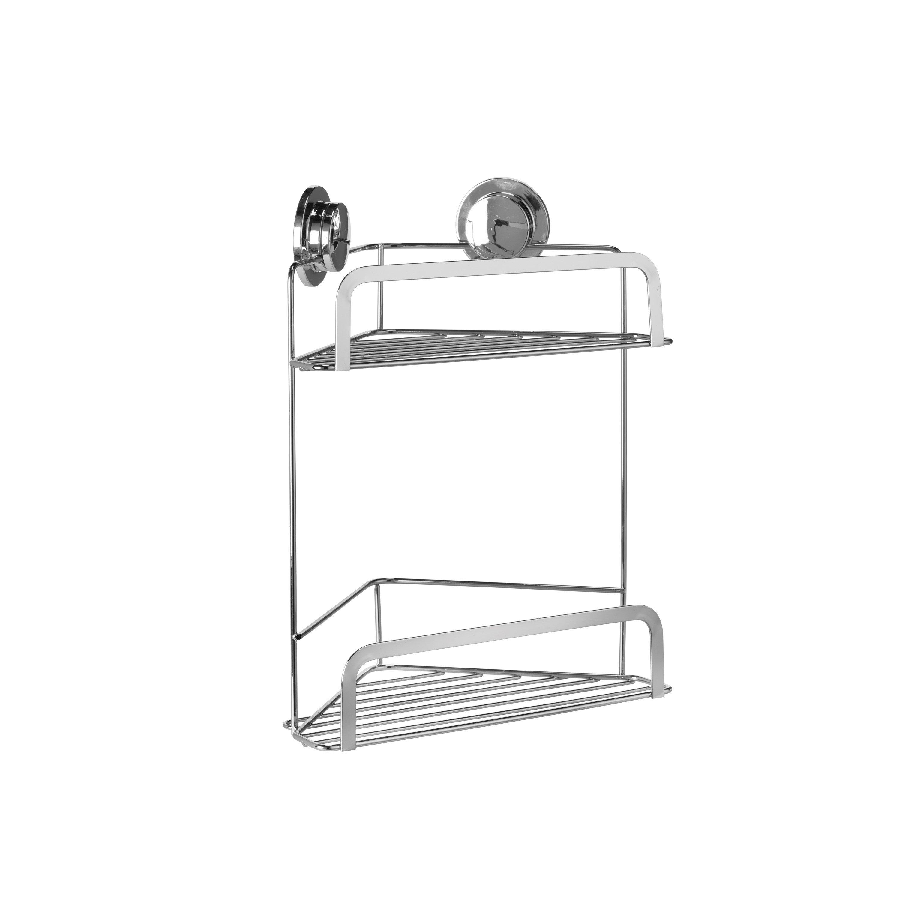 Chrome - Croydex - Stick N Lock 2 Tier Corner Shelf - 3