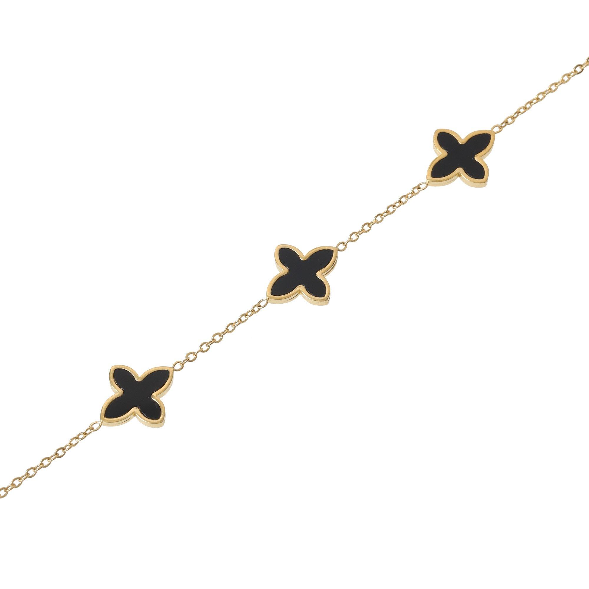 Gold/Black - Miso - Flower Bracelet - 2