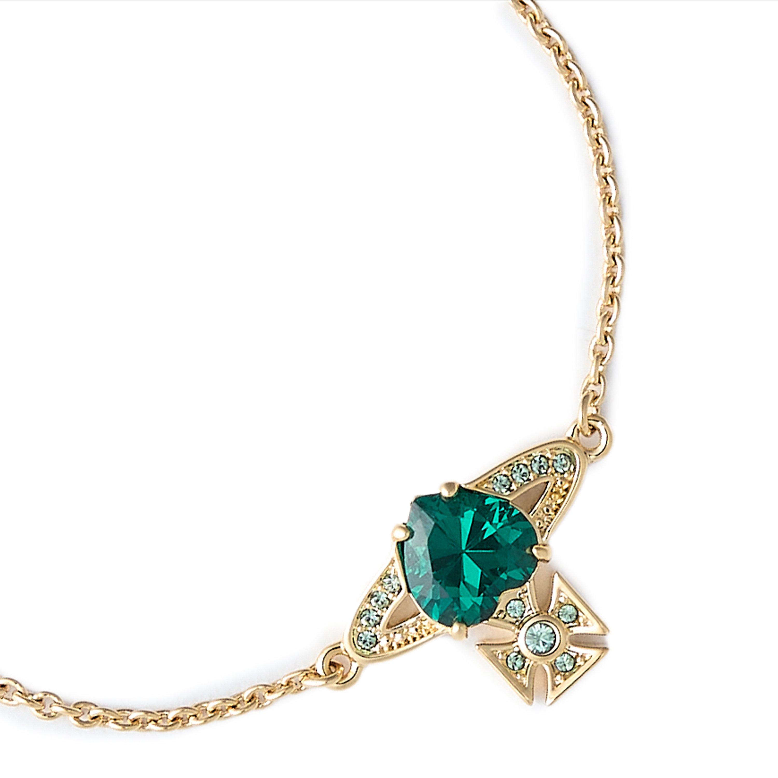 GOLD / EMERALD - Vivienne Westwood - Women's Ariella Orb Chain Bracelet - 2
