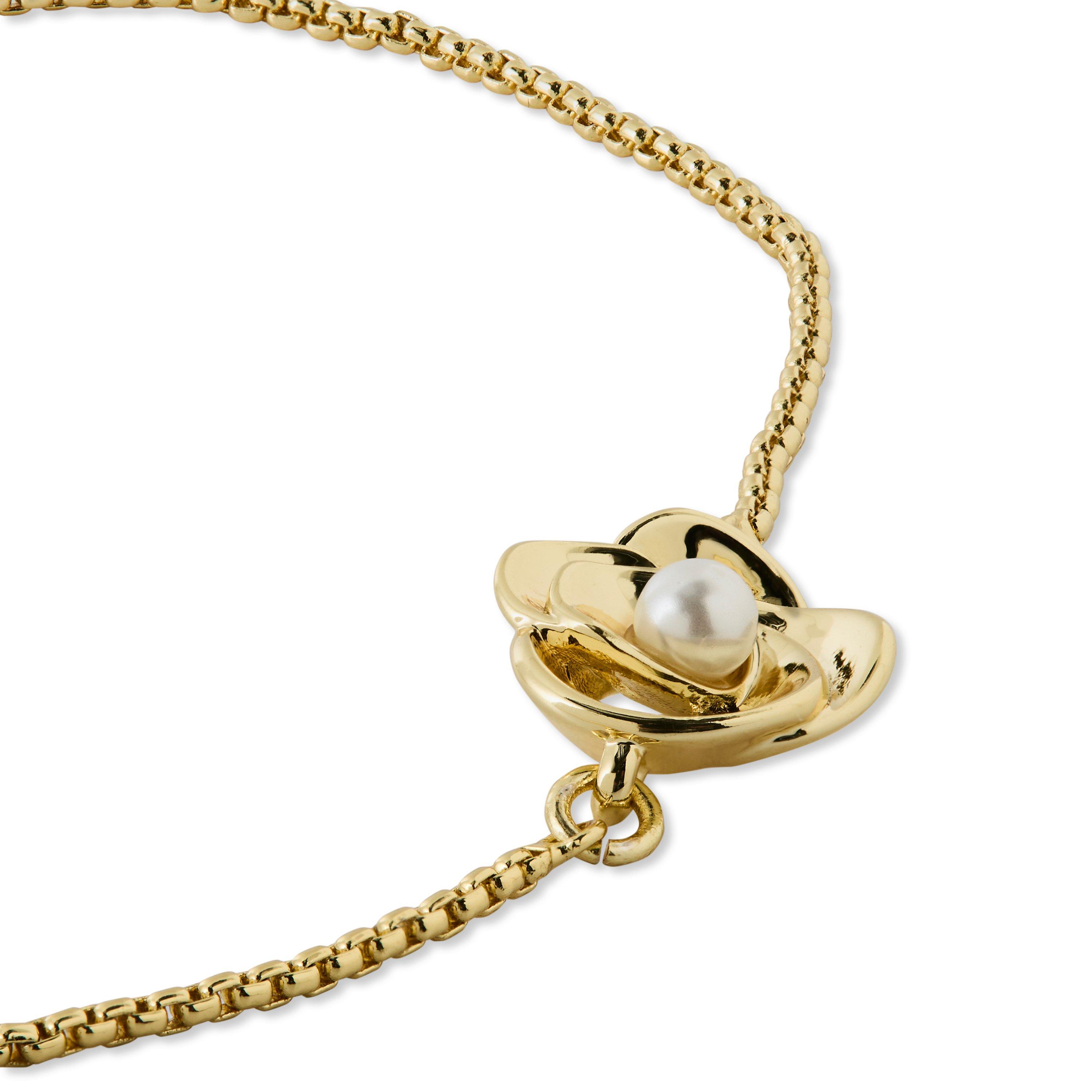 Goudkleurige Parel - Ted Baker - Women's Pearl Flower Chain Bracelets - 2