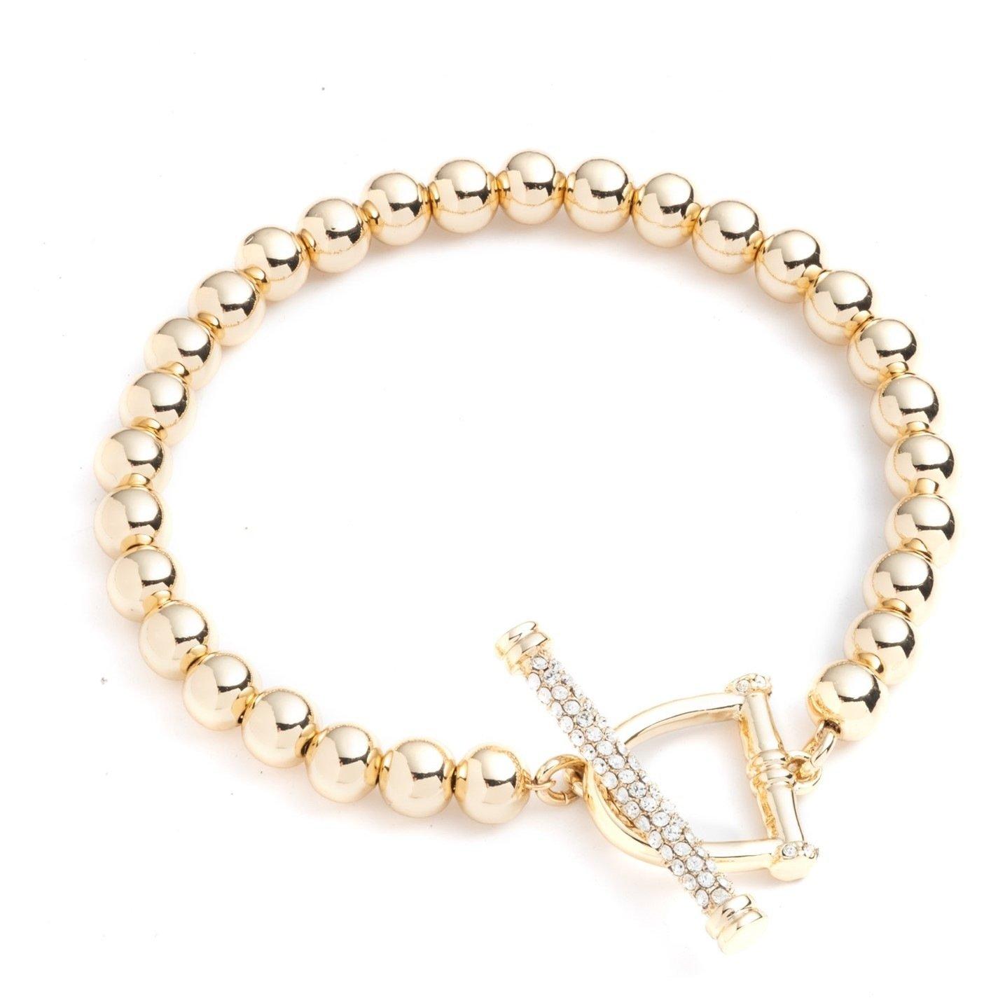 GLD/CRY - Lauren Ralph Lauren - Lauren Ralph Lauren Gold Toggle Bracelet with Crystal - 1