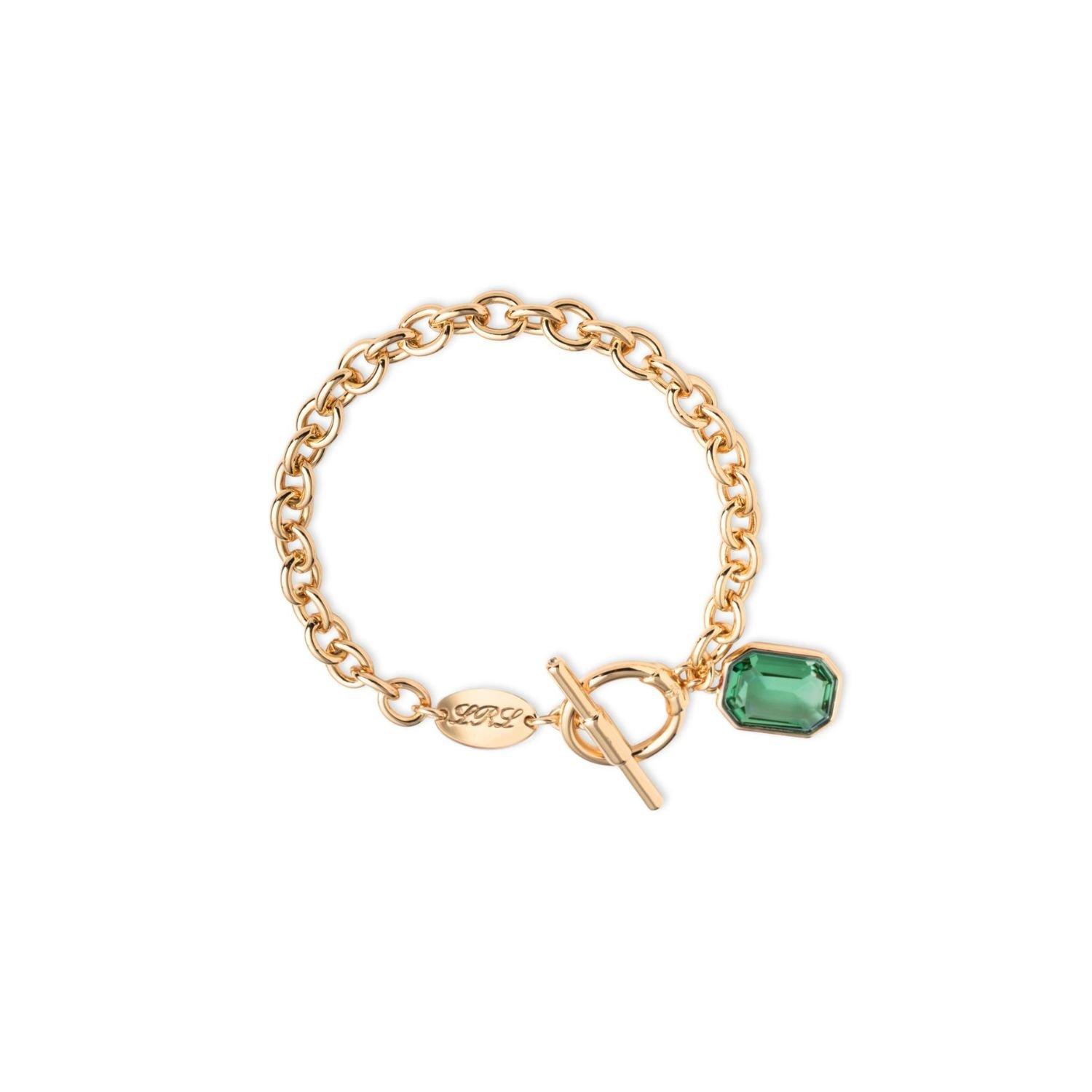 GLD - Lauren Ralph Lauren - Lauren Ralph Lauren Gold & Green Logo Chain Bracelet - 1