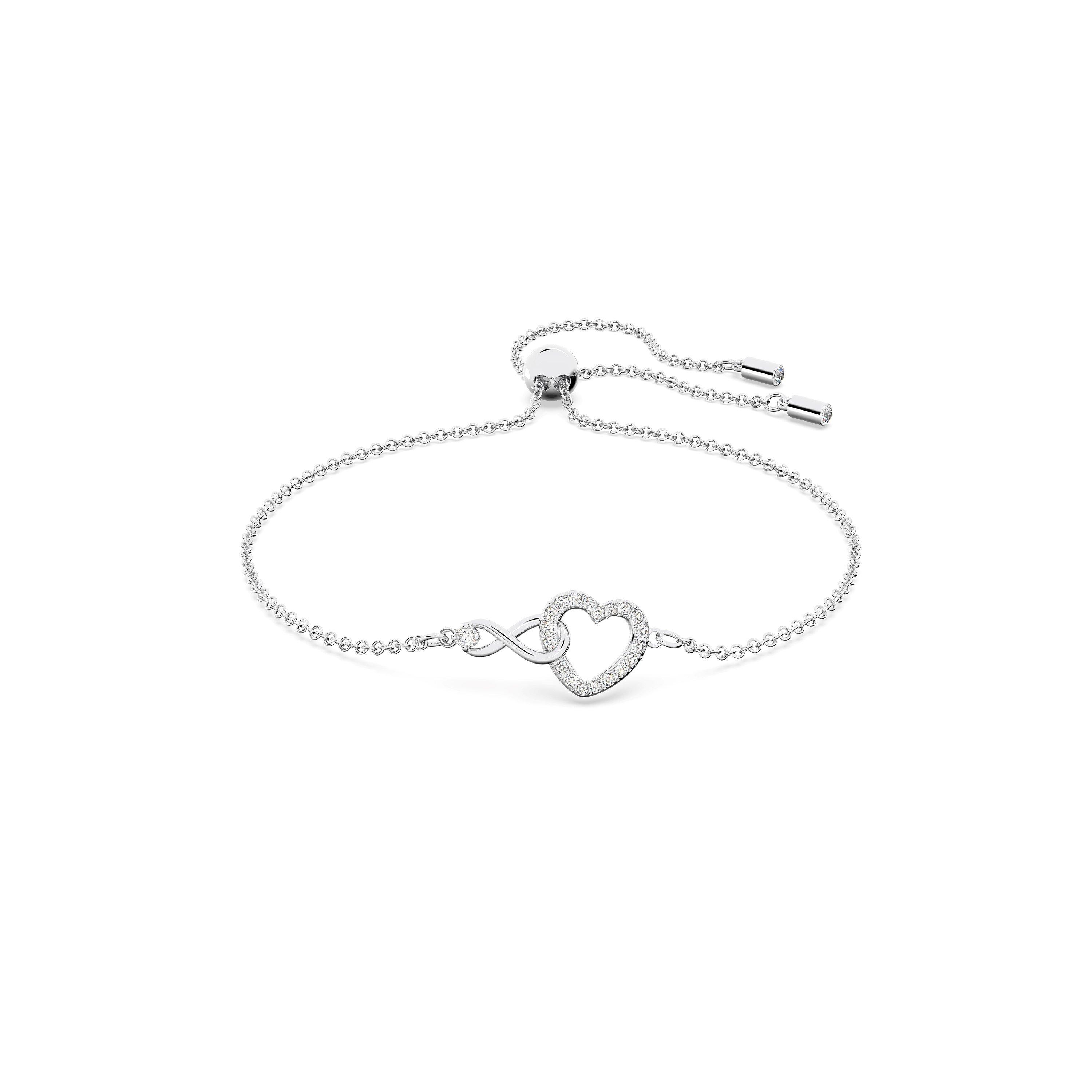 Swarovski Women's Heart Chain Bracelets - Silver/Crystal
