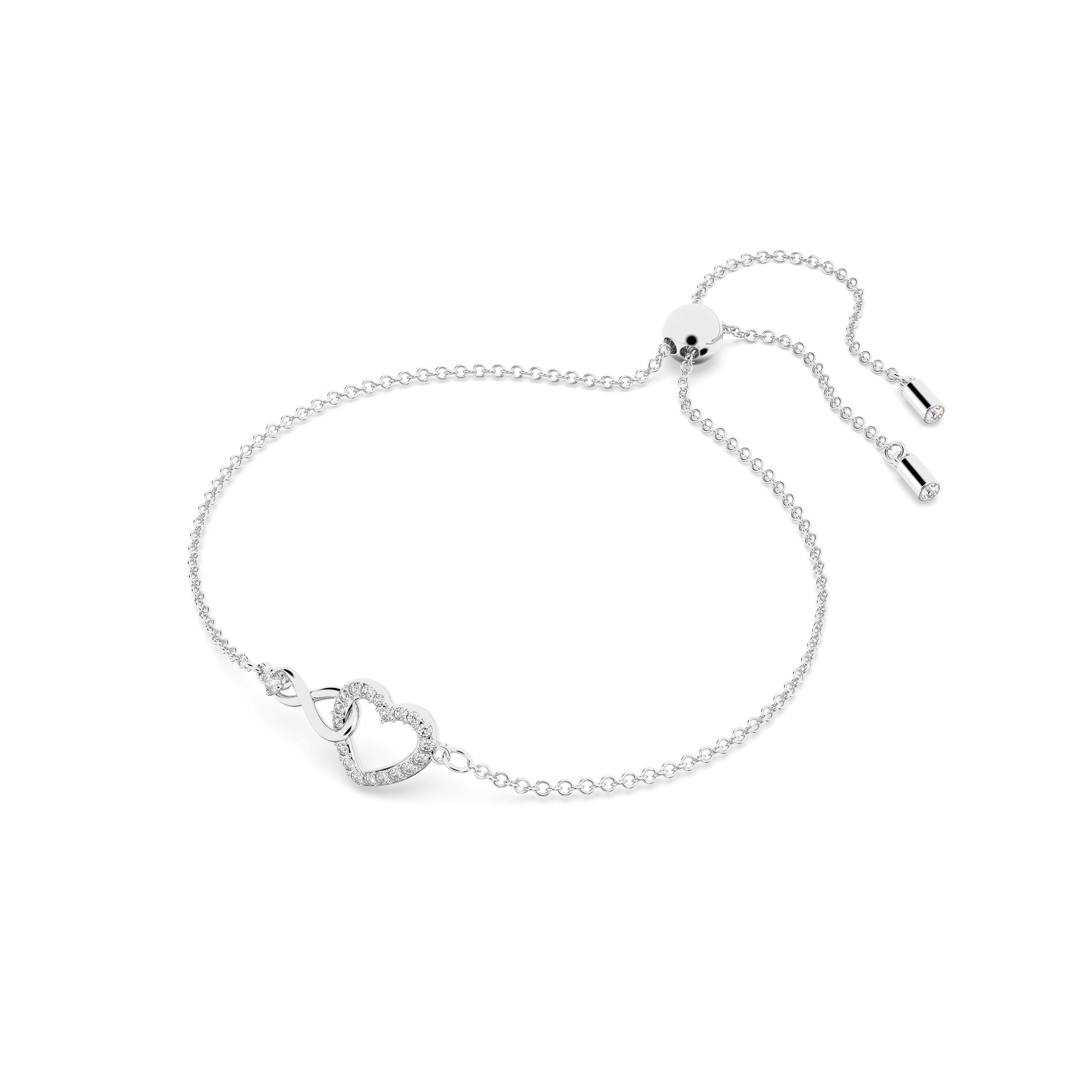 Silver/Crystal - Swarovski - Women's Heart Chain Bracelets - 2