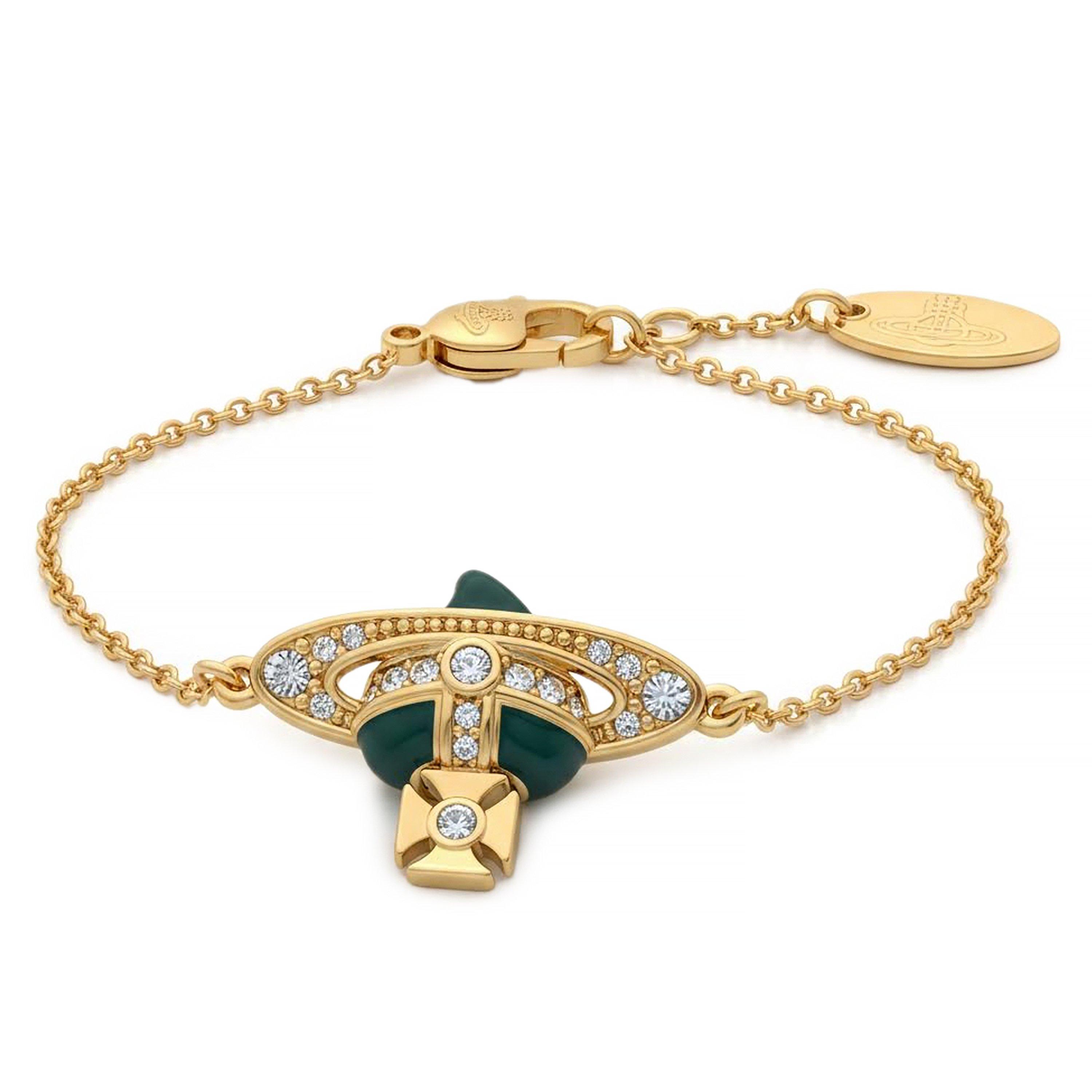 GOLD/QUARTZ - Vivienne Westwood - Women's New Diamante Heart Chain Bracelet - 2