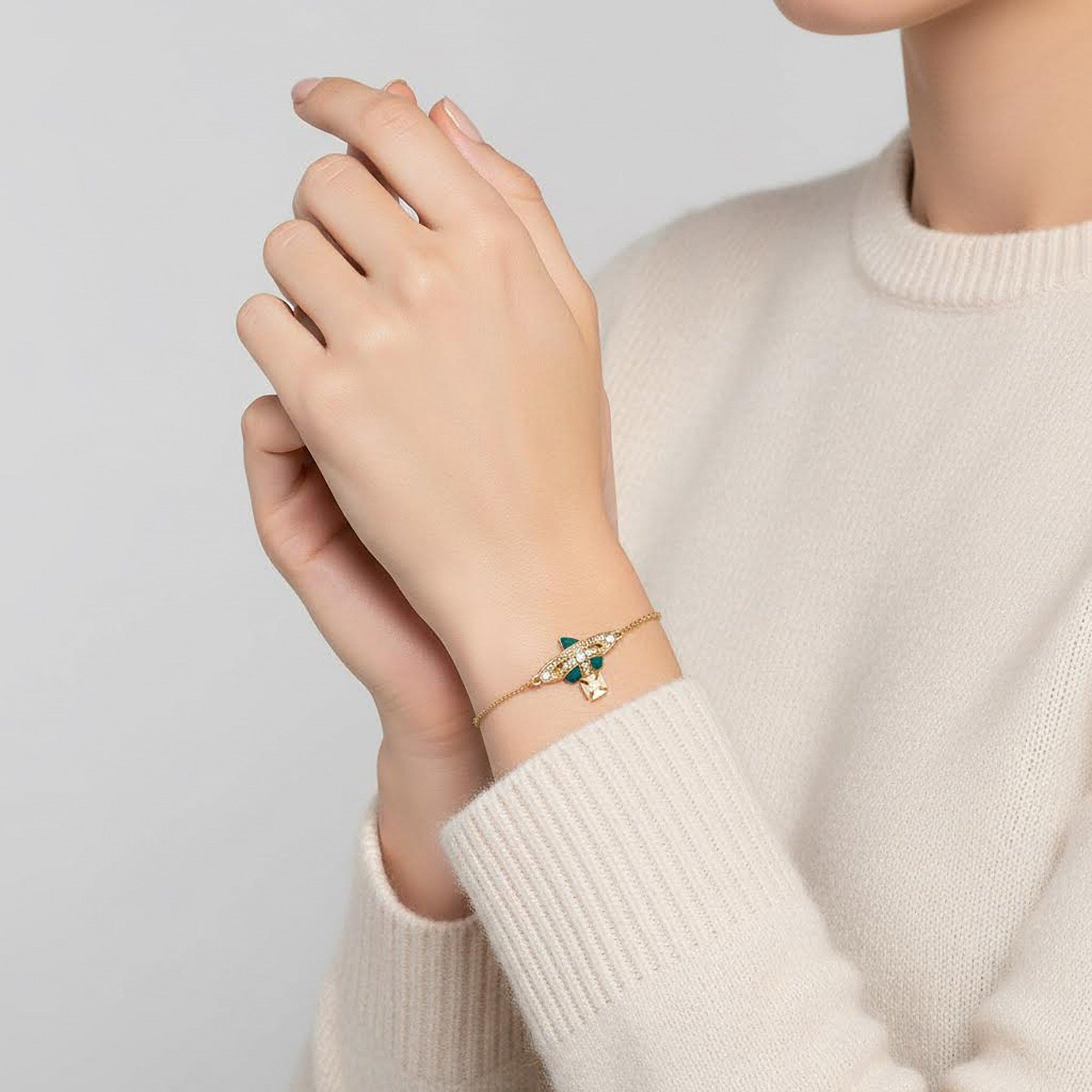 GOLD/QUARTZ - Vivienne Westwood - Women's New Diamante Heart Chain Bracelet - 3