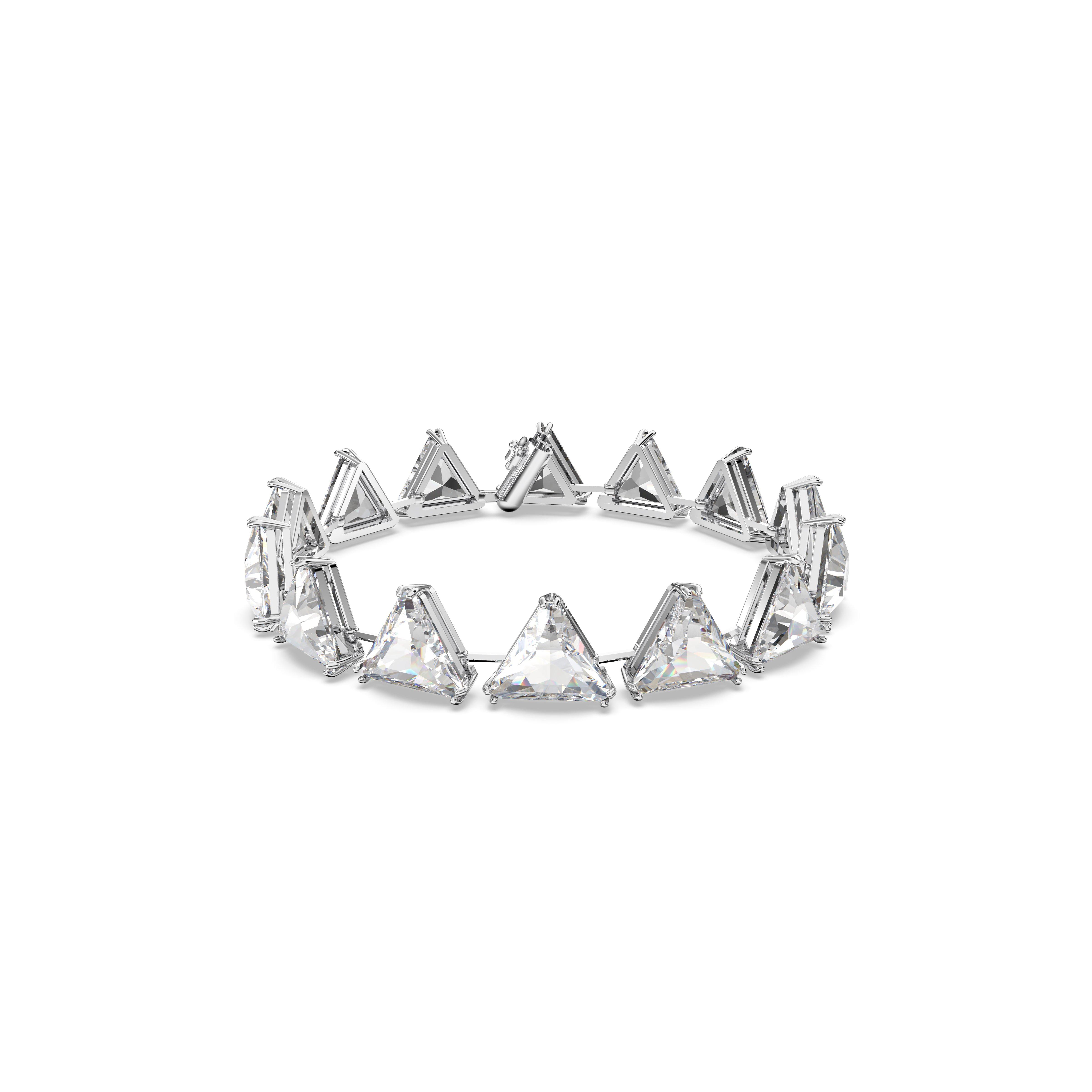 Dtli/Rhs - Swarovski - Matrix Tennis bracelet, Triangle cut, White, Rhodium plated - 1