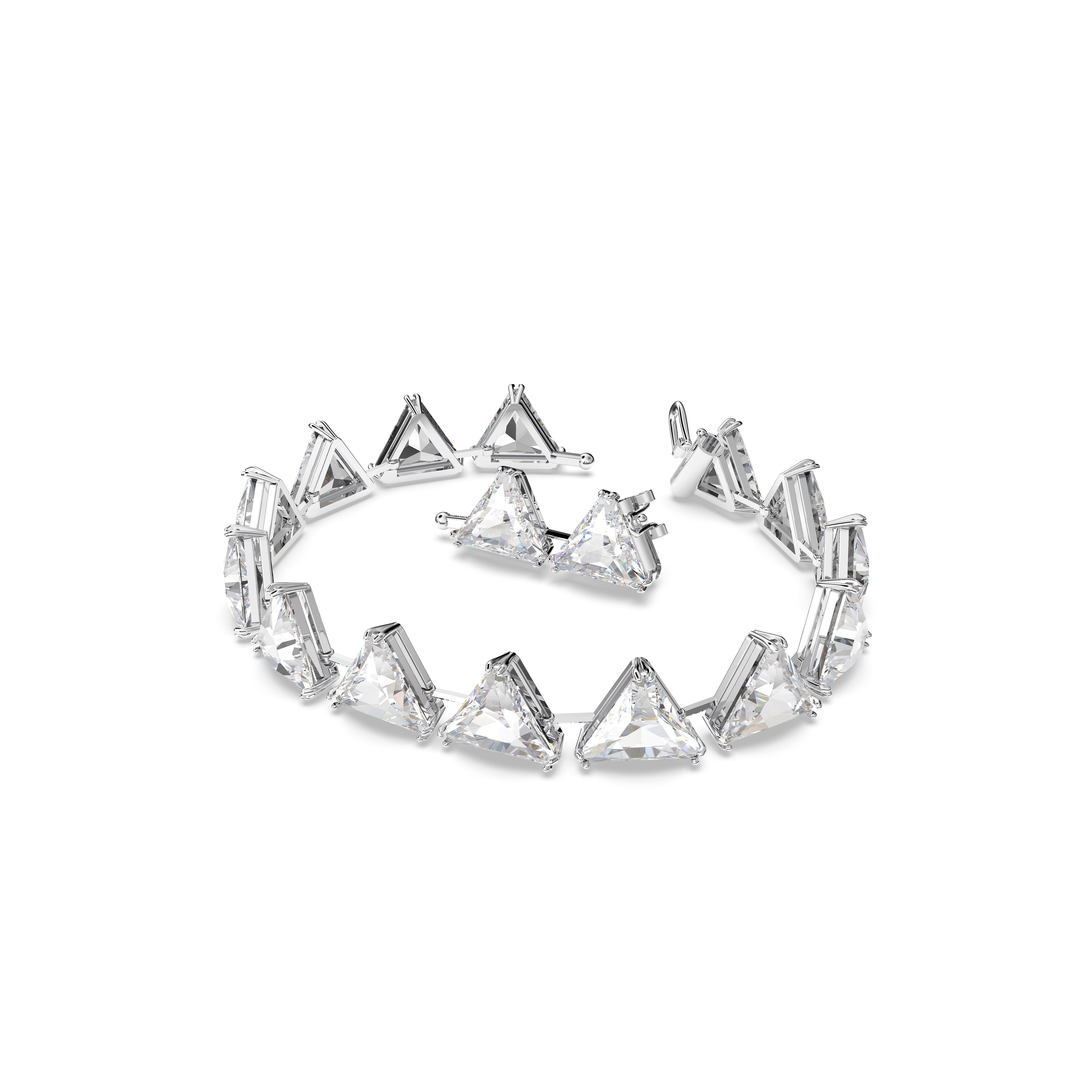 Dtli/Rhs - Swarovski - Matrix Tennis bracelet, Triangle cut, White, Rhodium plated - 3