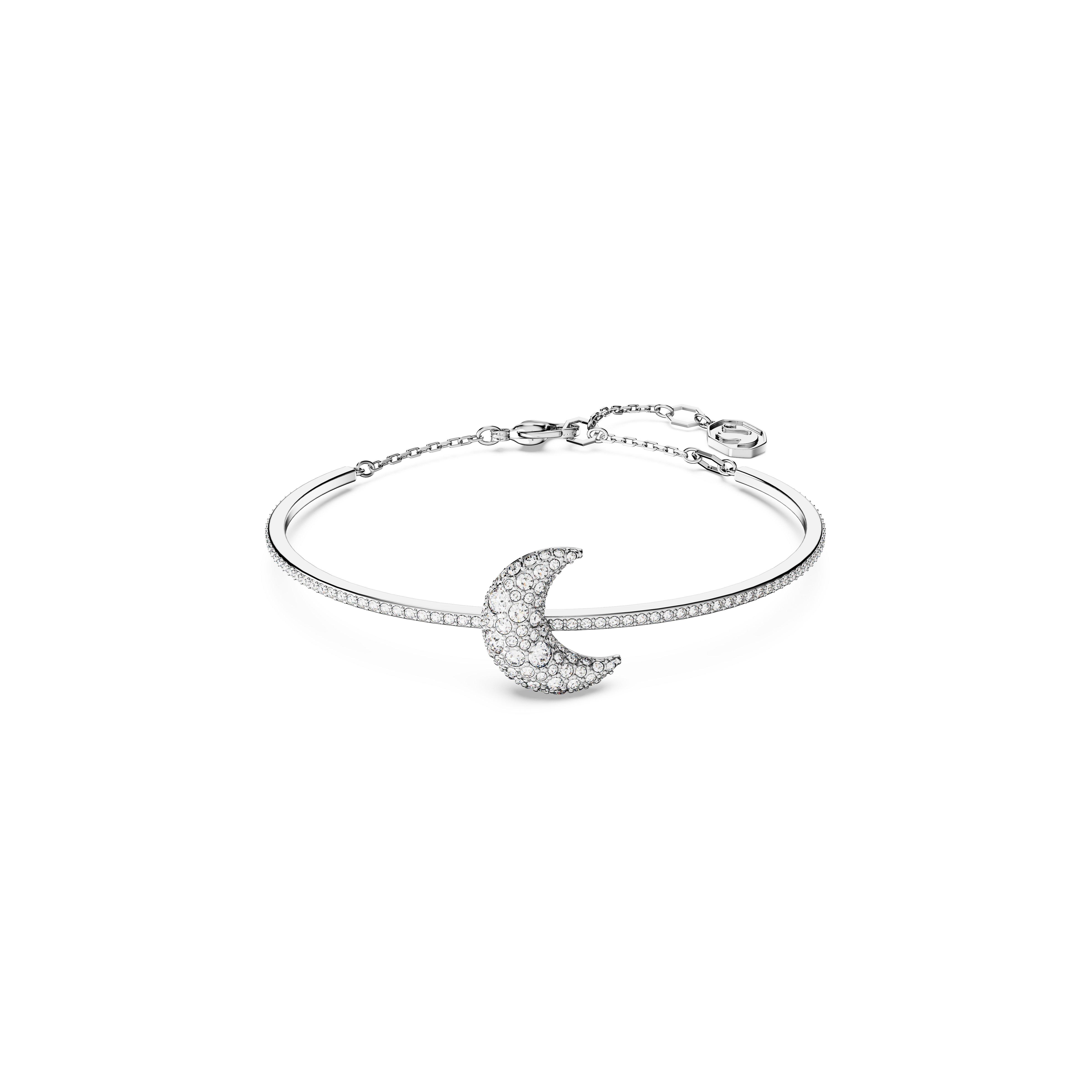 Silver/Crystal - Swarovski - Sublima bangle, Moon, White, Rhodium plated - 1