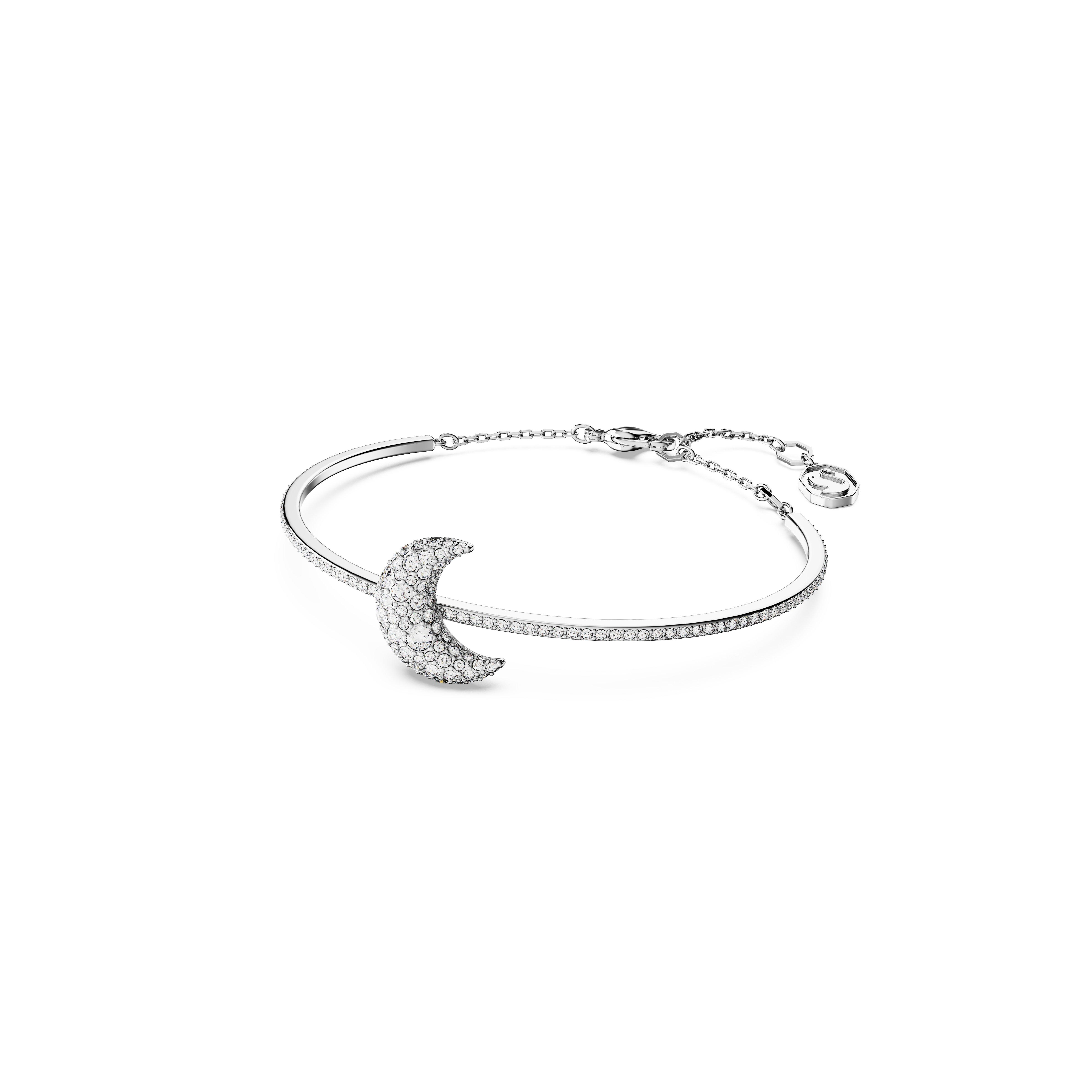 Silver/Crystal - Swarovski - Sublima bangle, Moon, White, Rhodium plated - 3