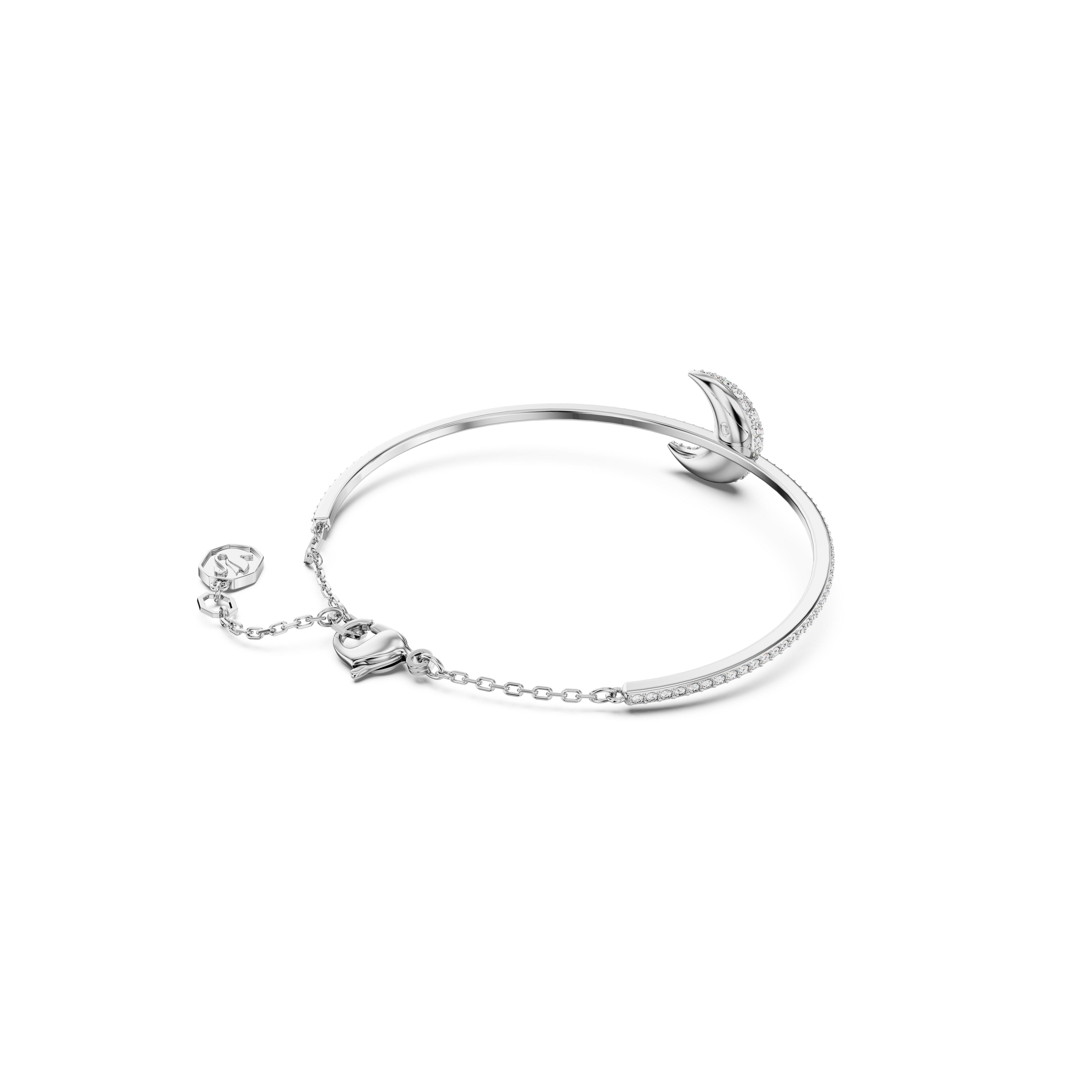 Silver/Crystal - Swarovski - Sublima bangle, Moon, White, Rhodium plated - 4