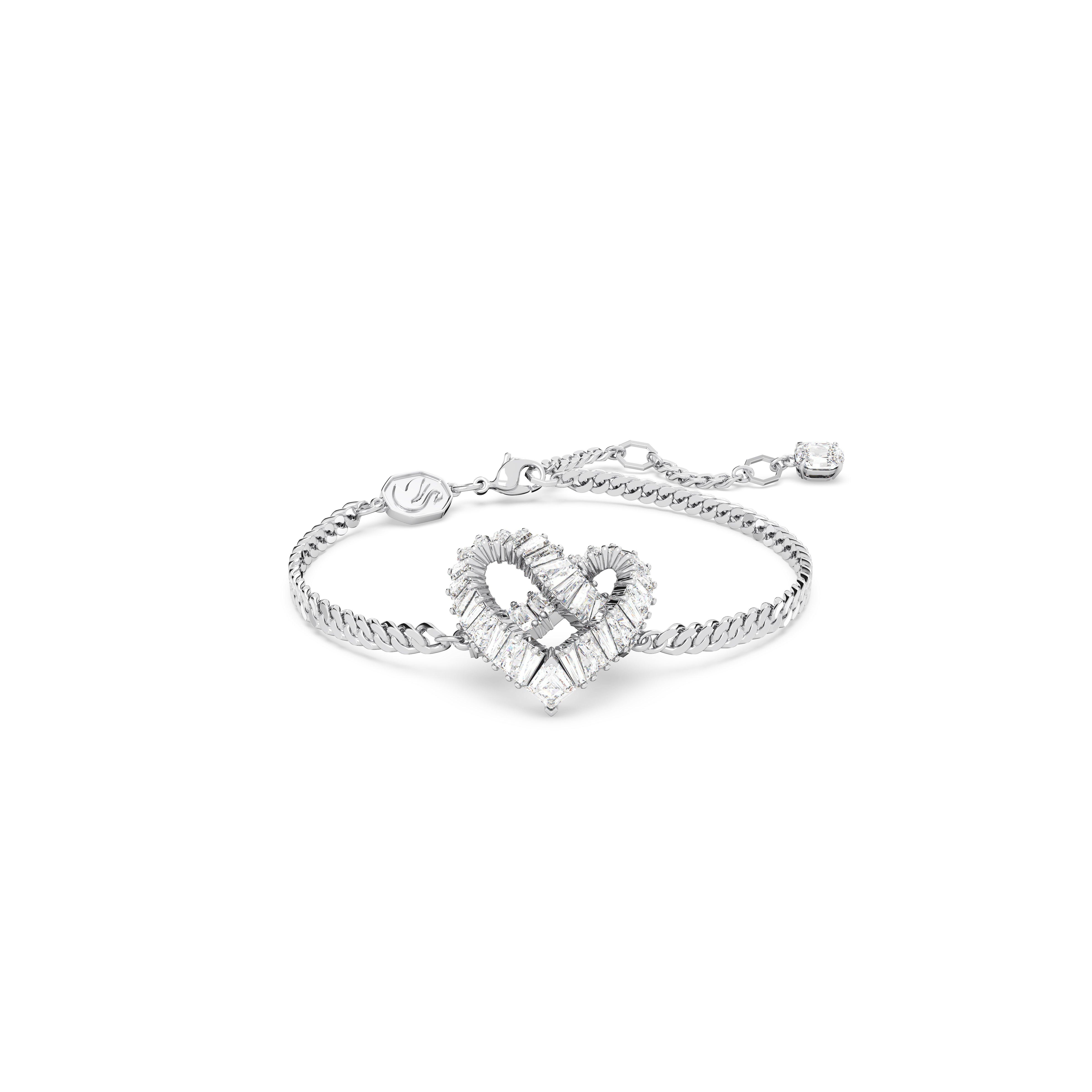 Swarovski Matrix bracelet, Heart, White, Rhodium plated - Silver/Crystal