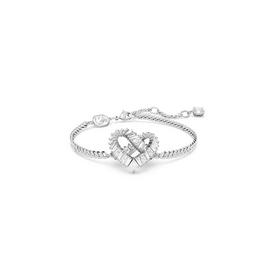 Swarovski Matrix bracelet, Heart, White, Rhodium plated