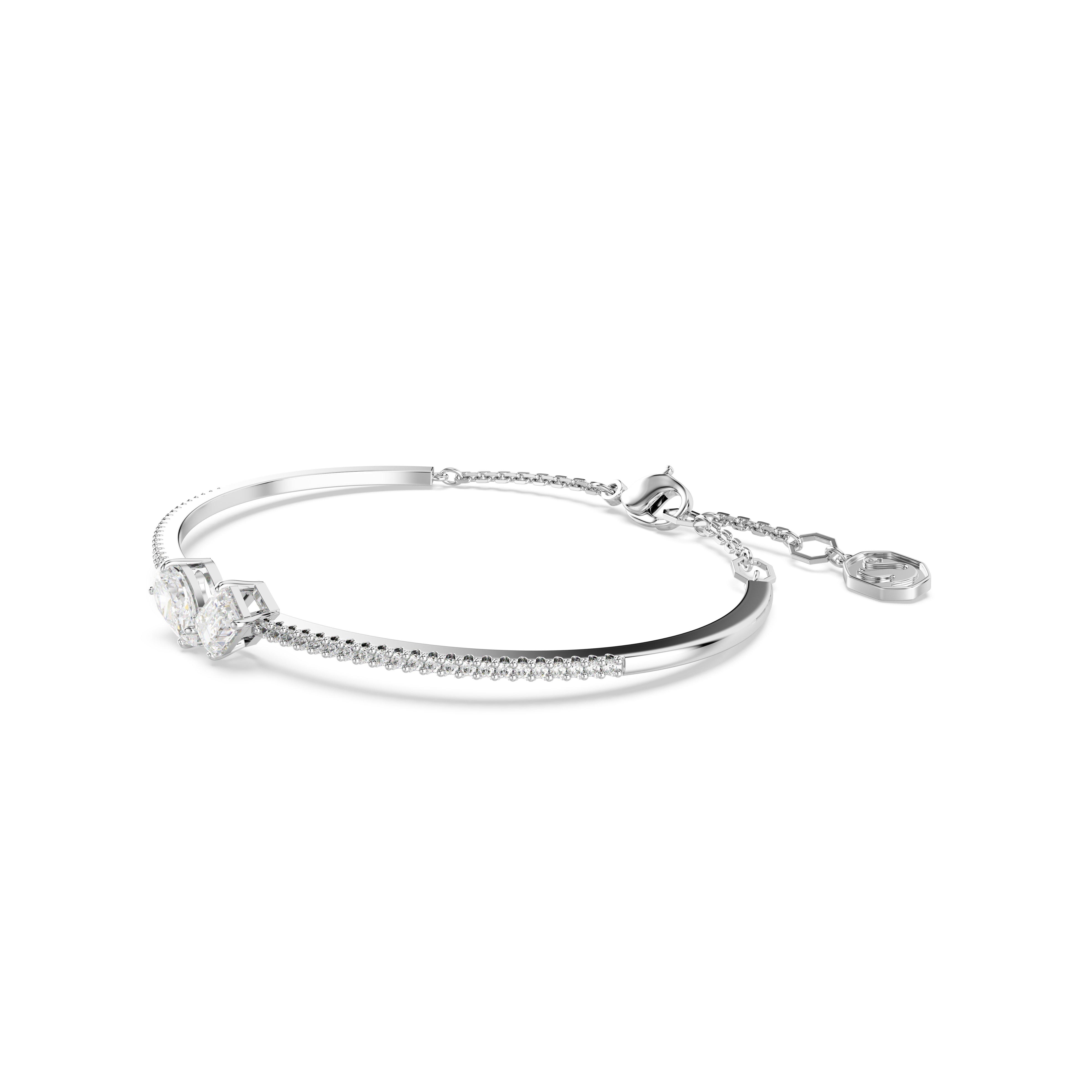 Silver/Crystal - Swarovski - Mesmera bangle, Mixed cuts, White, Rhodium plated - 4