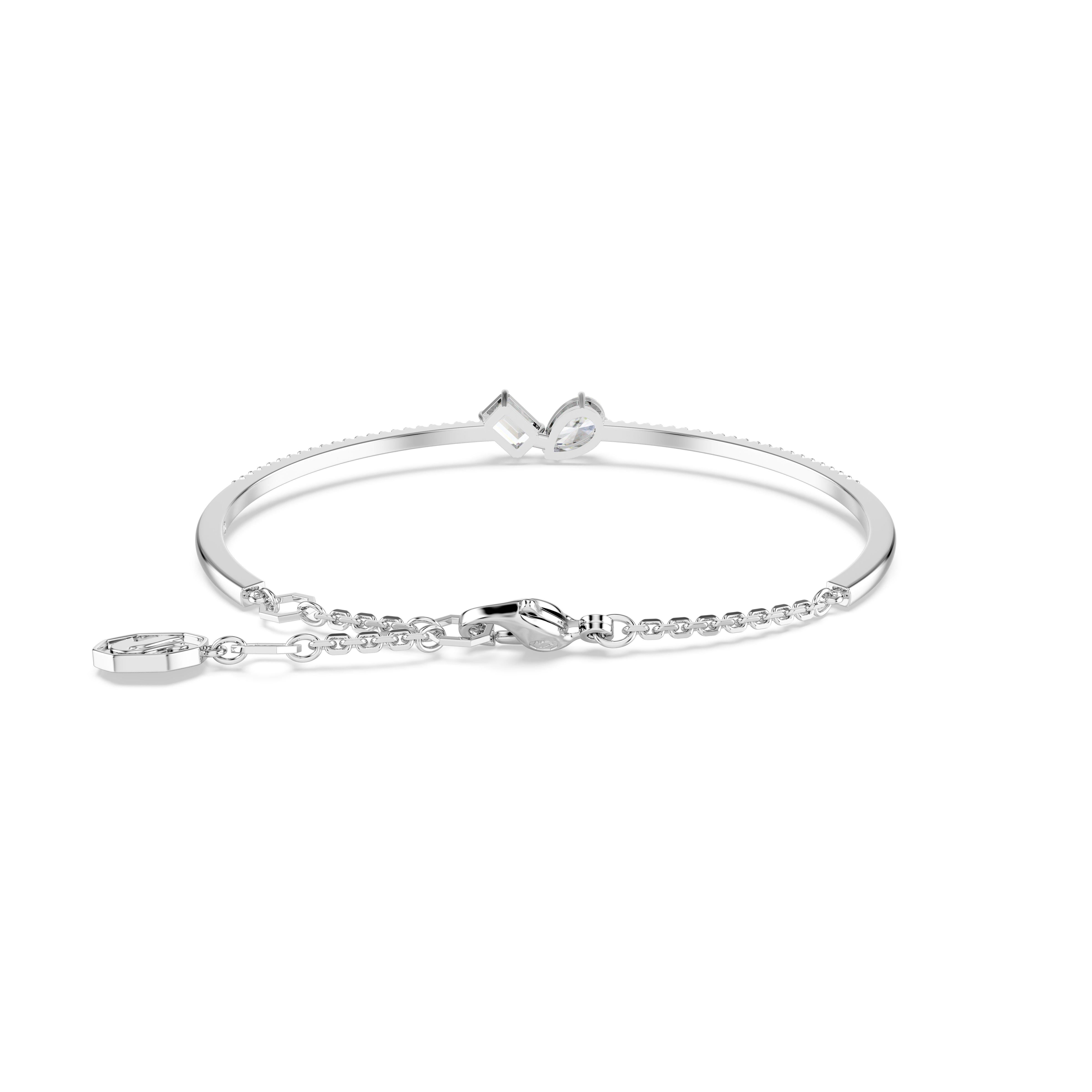 Silver/Crystal - Swarovski - Mesmera bangle, Mixed cuts, White, Rhodium plated - 5