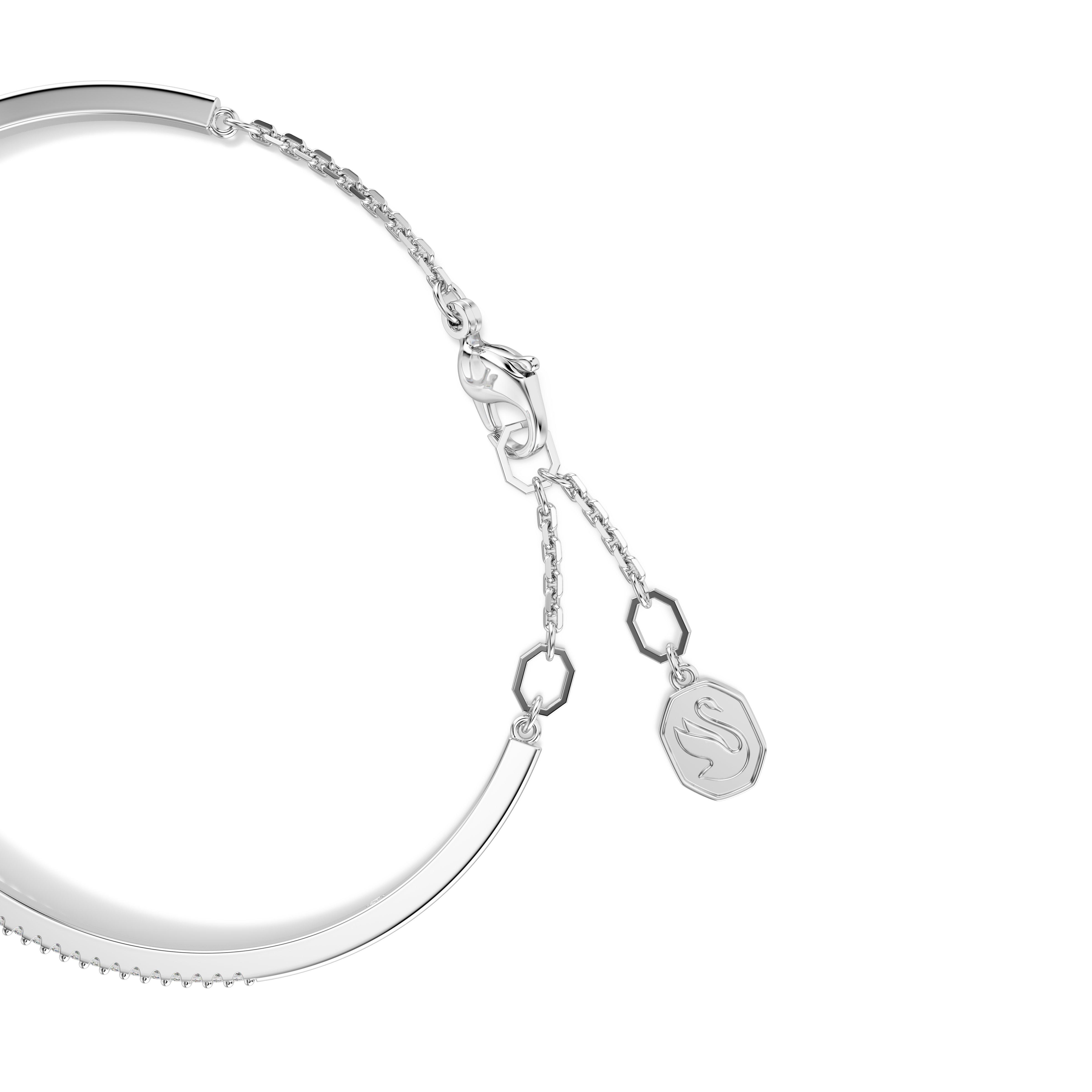 Silver/Crystal - Swarovski - Mesmera bangle, Mixed cuts, White, Rhodium plated - 6