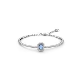 Swarovski Una bangle, Octagon cut, Pavé, Blue, Rhodium plated