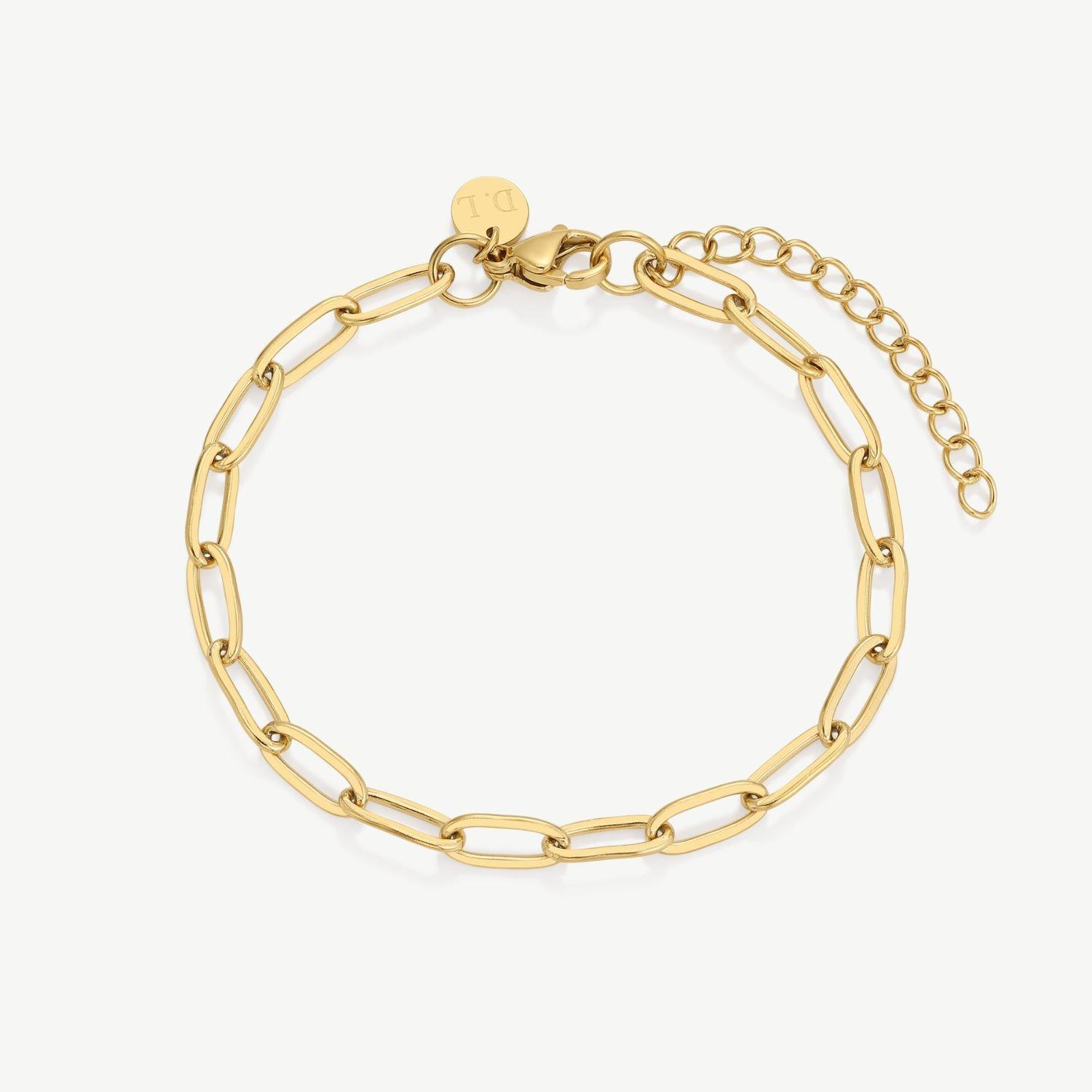 Gold/Gold - D.Louise - Women's Stainless Steel Lobster Claw Chain Bracelet - 1