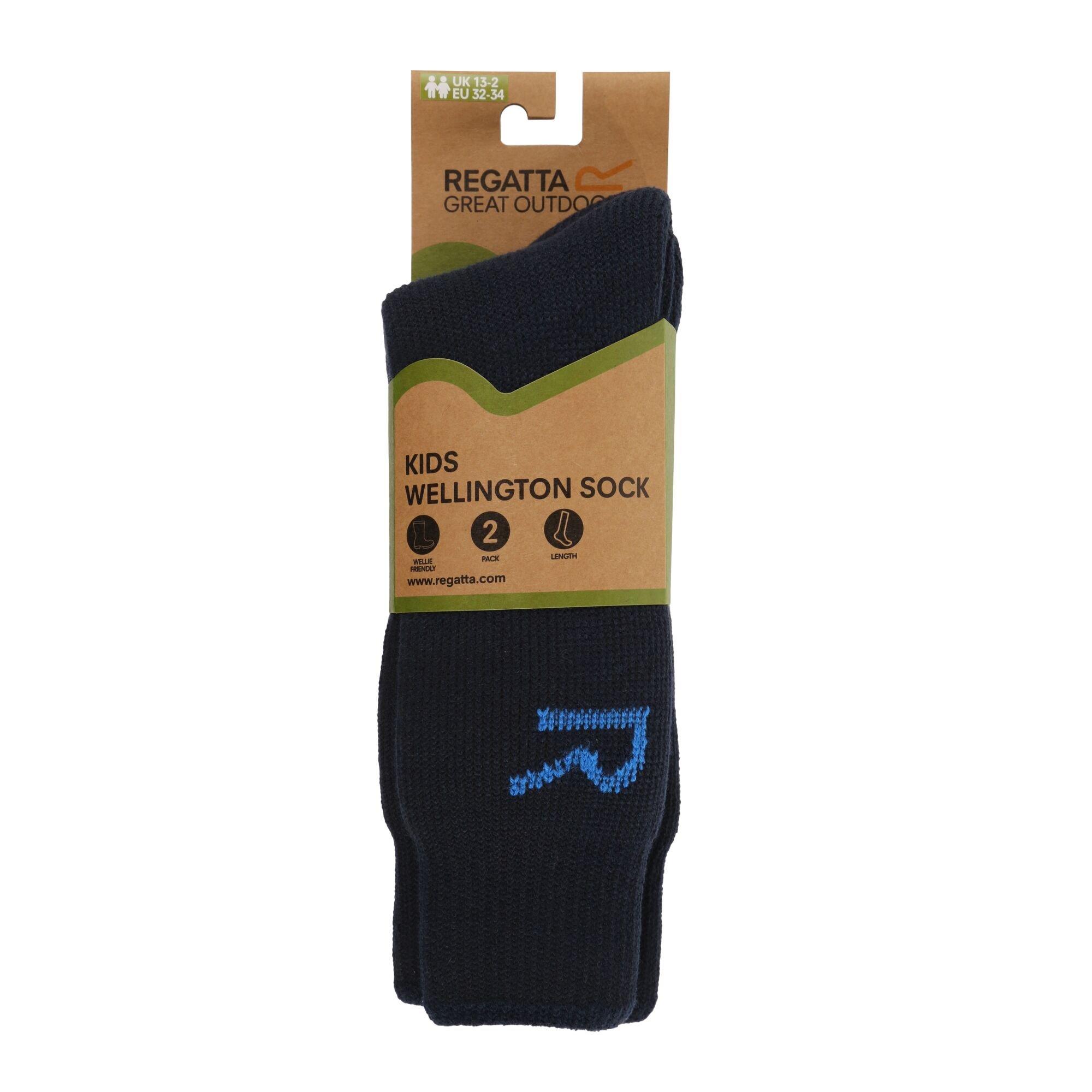 Regatta Boys Kids 2 Pack Wellington Sock - Navy - UK 10-12