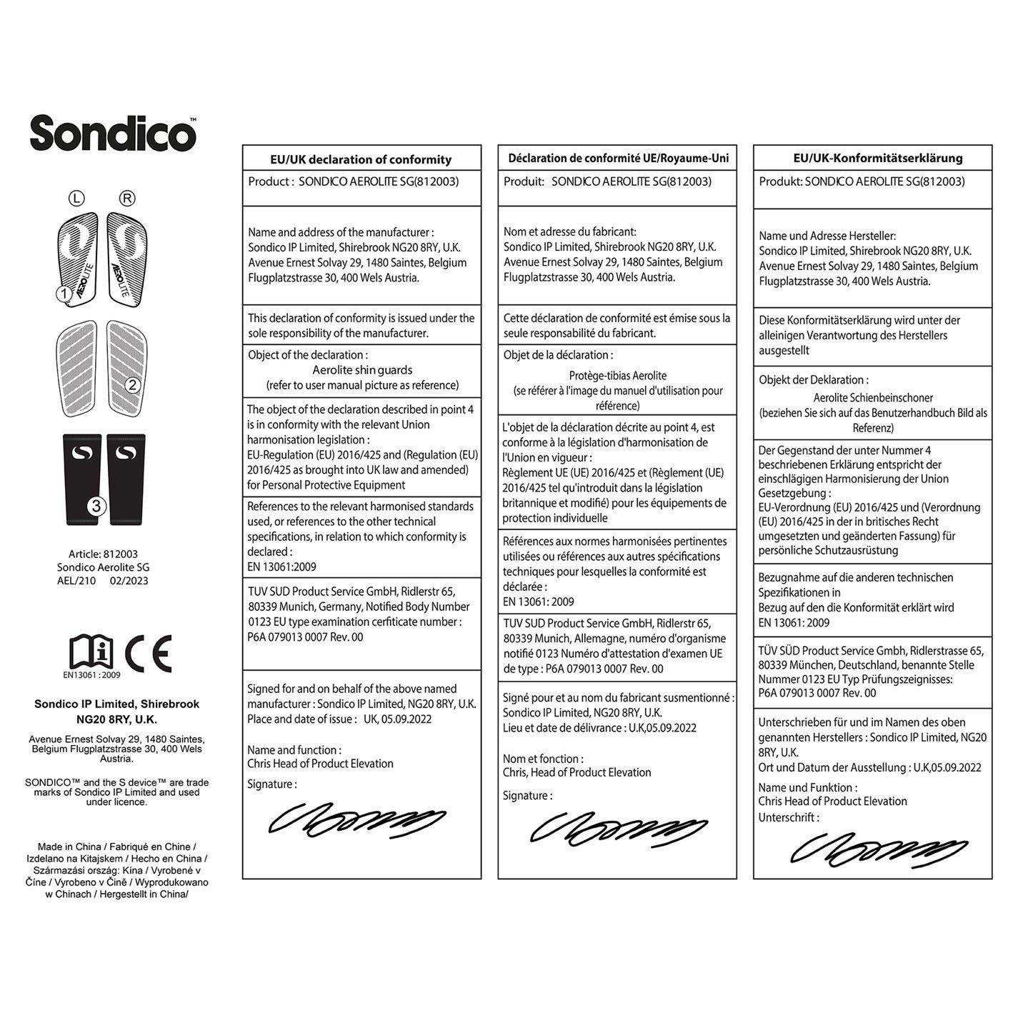 Black - Sondico - Aerolite High-Performance Shin Guards - 5