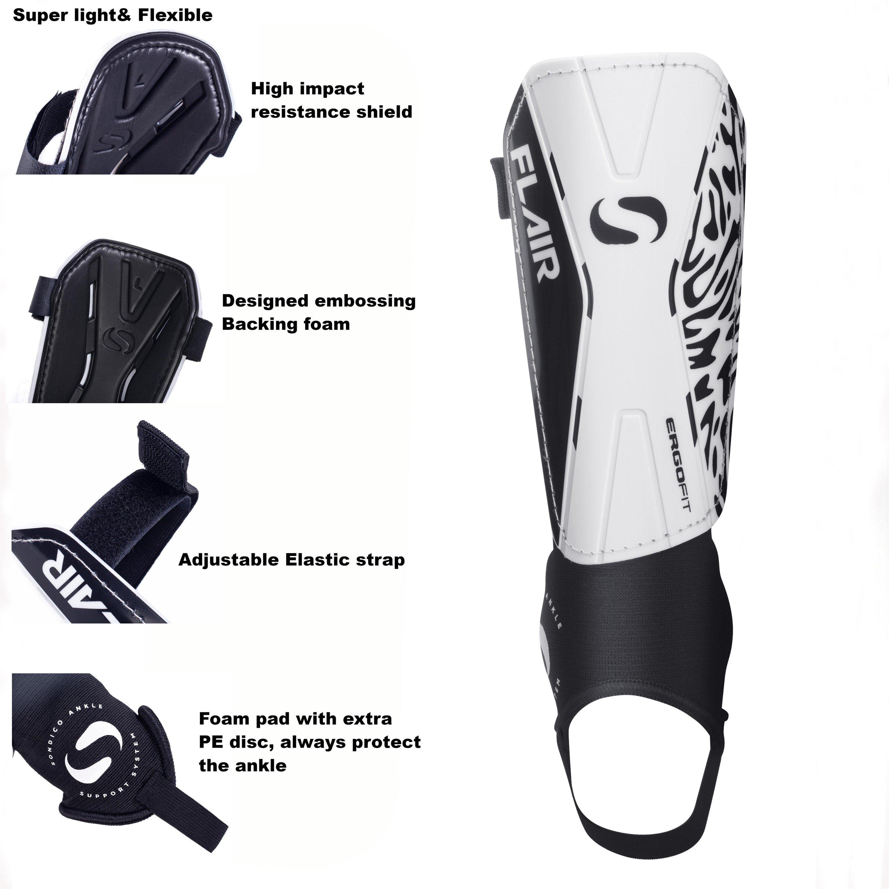 White/Black - Sondico - Ankle Shinguards - 12