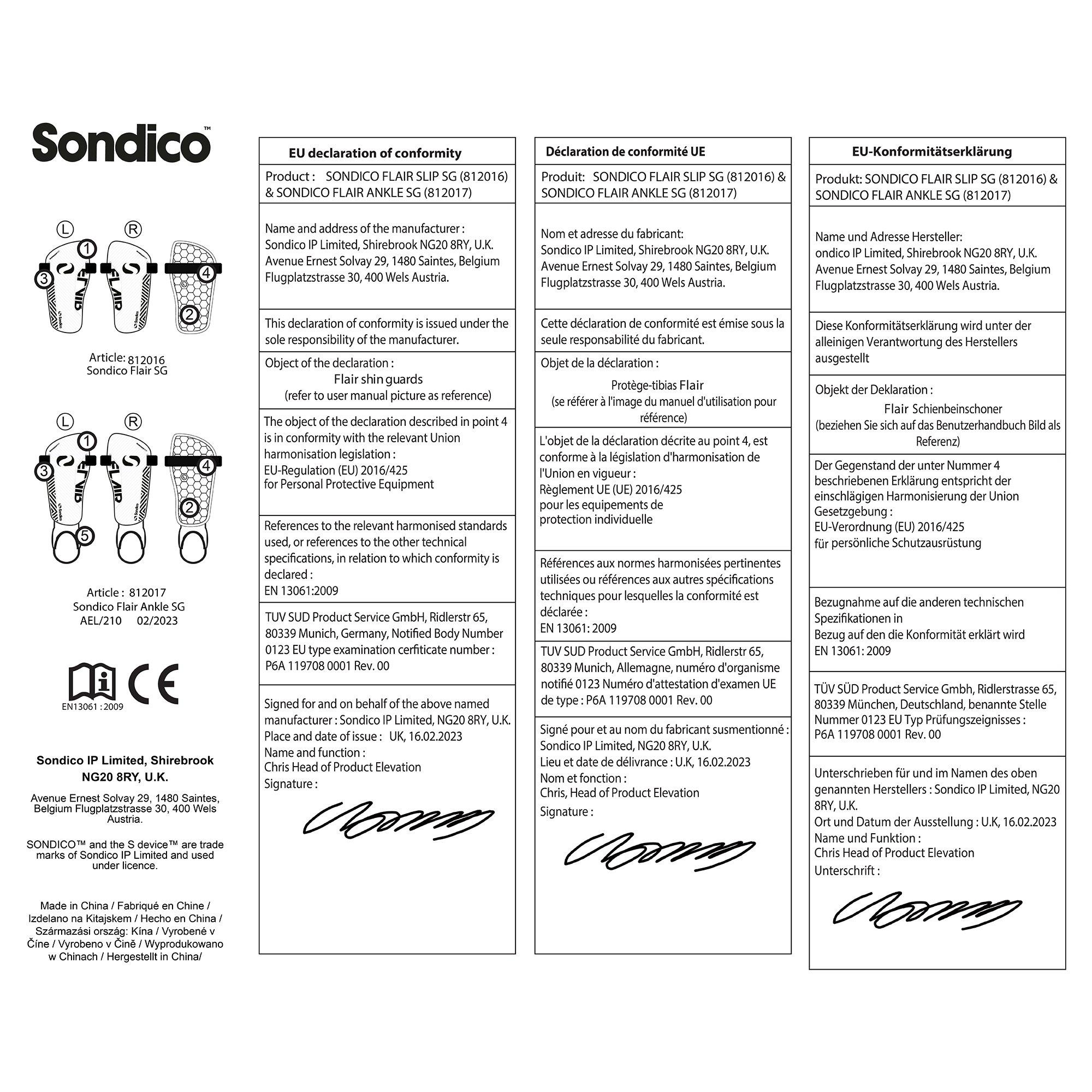 White/Black - Sondico - Ankle Shinguards - 6