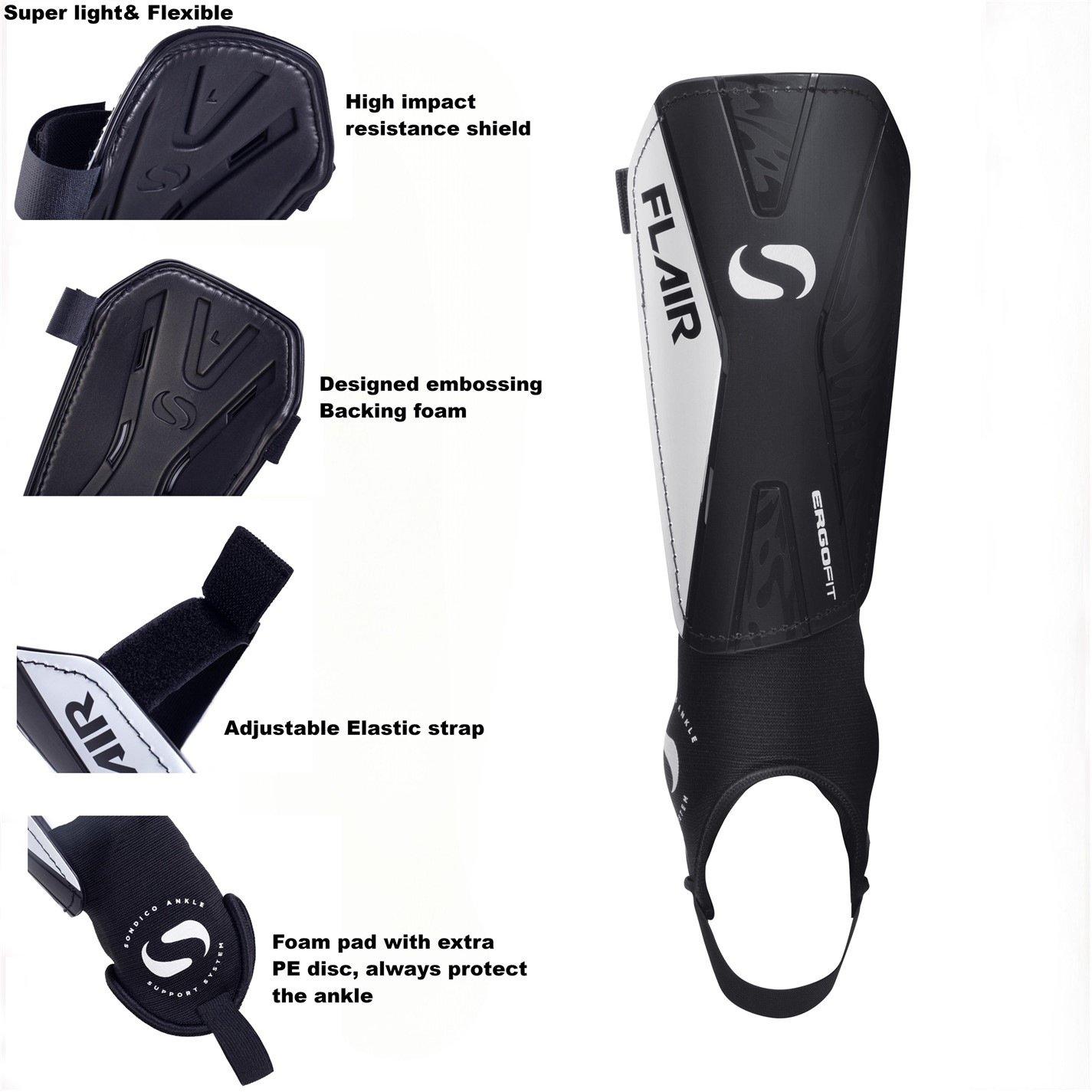 Zwart/Wit - Sondico - Flair Ankle Shinguards - 4