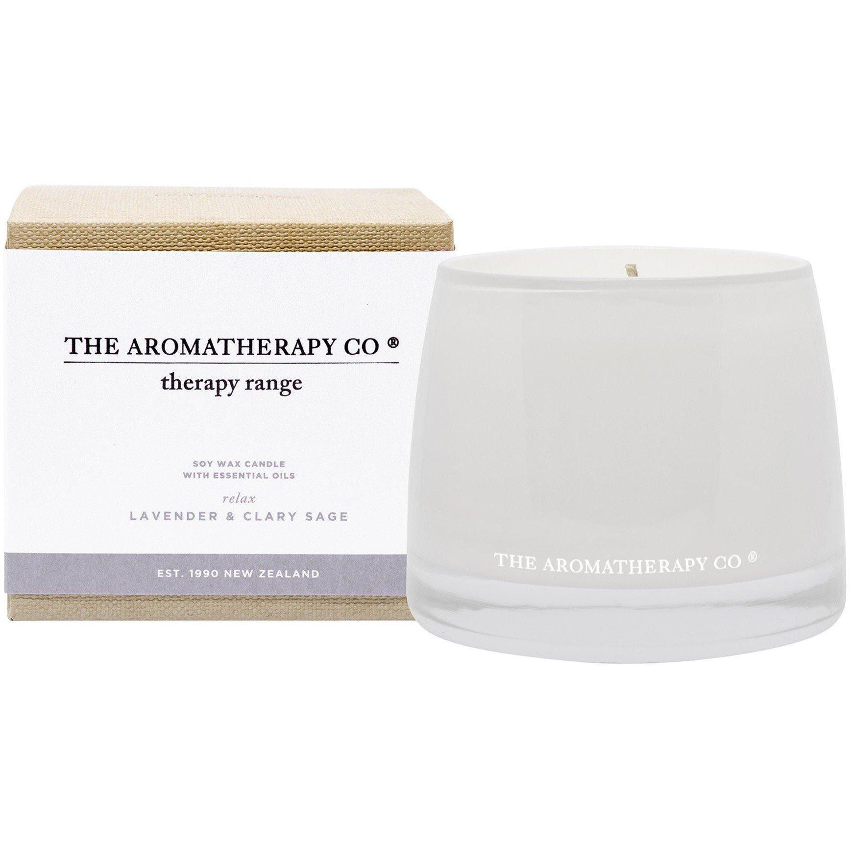 The Aromatherapy Co  Relax Therapy Candle Lavender & Clary Sage - White