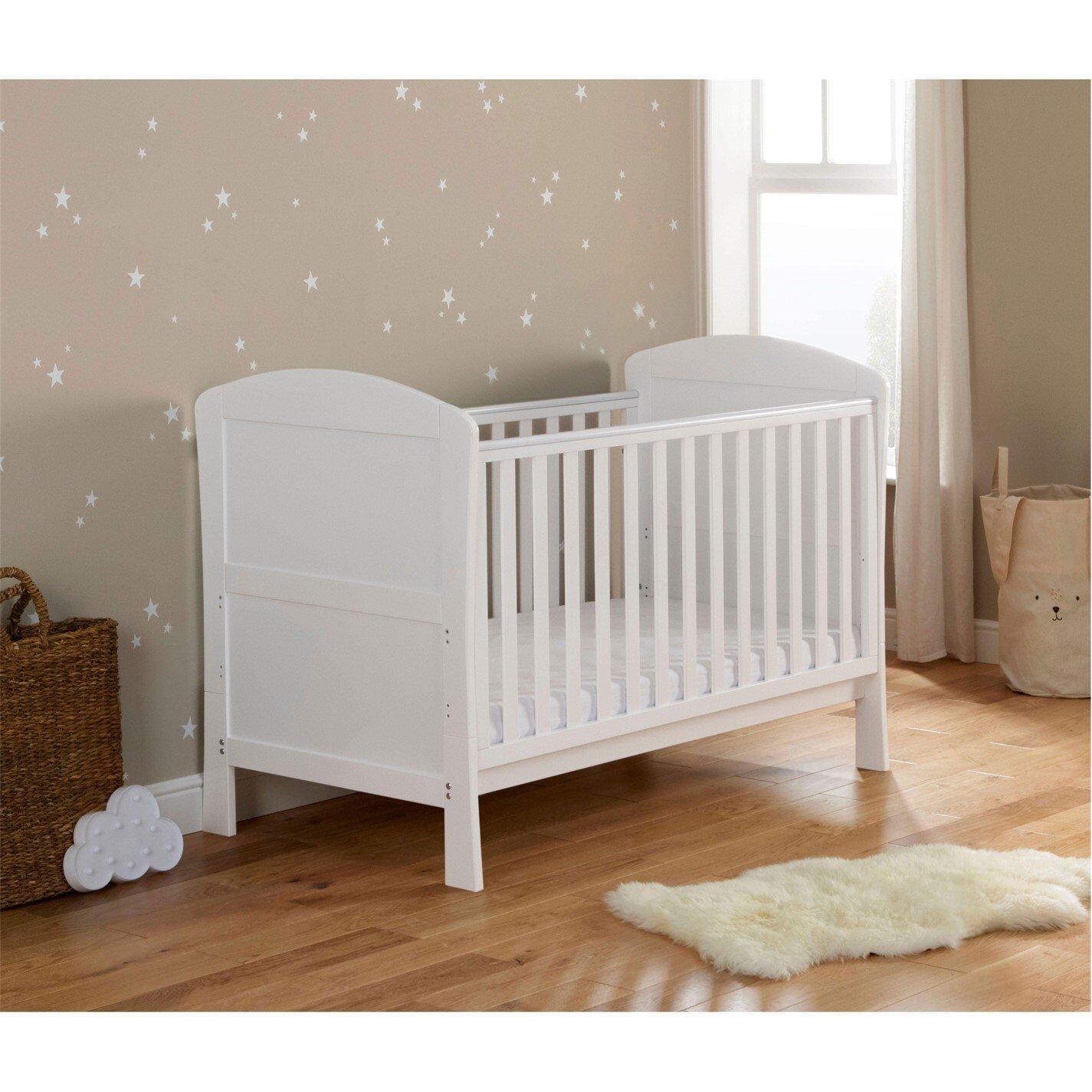 White - Babymore - Aston Drop Side Cot Bed White - 2