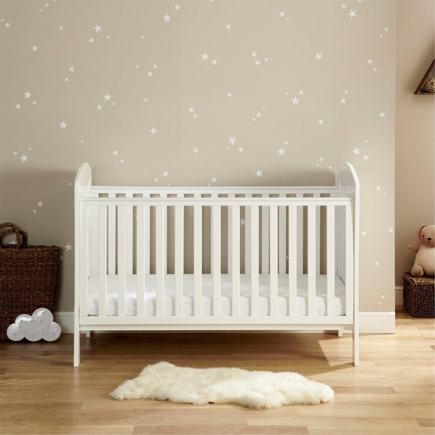 White - Babymore - Aston Drop Side Cot Bed White - 4